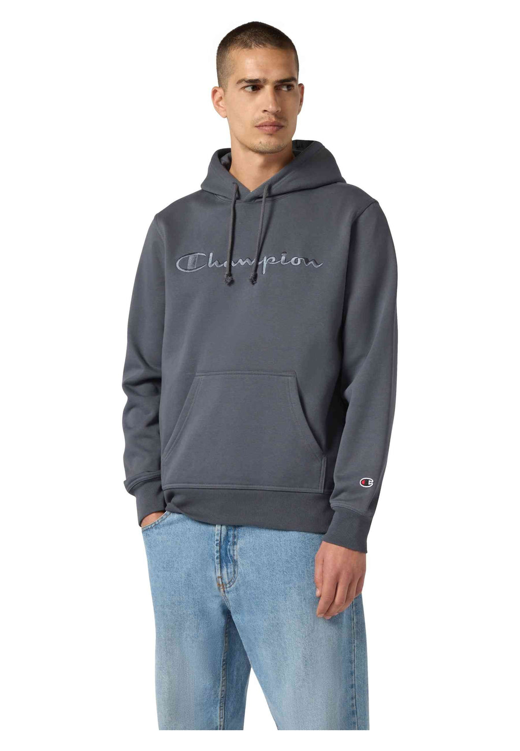 SUDADERA CHAMPION ANTRACITA ICONS EMBROIDERED TONED LOGO