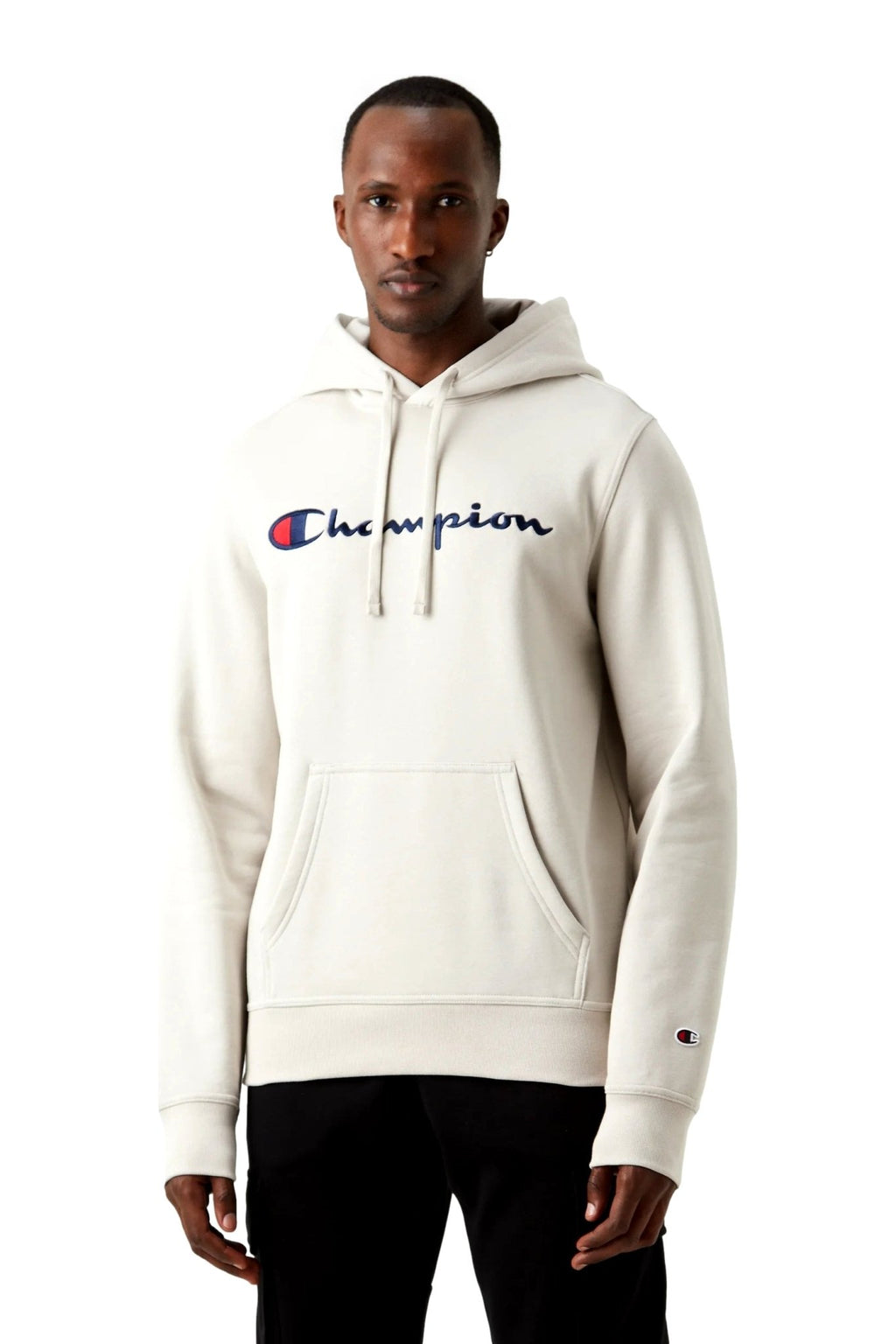 SUDADERA CHAMPION BEIGE EMBROIDERED LOGO HOODED SWEATSHIRT - AREA ZERO