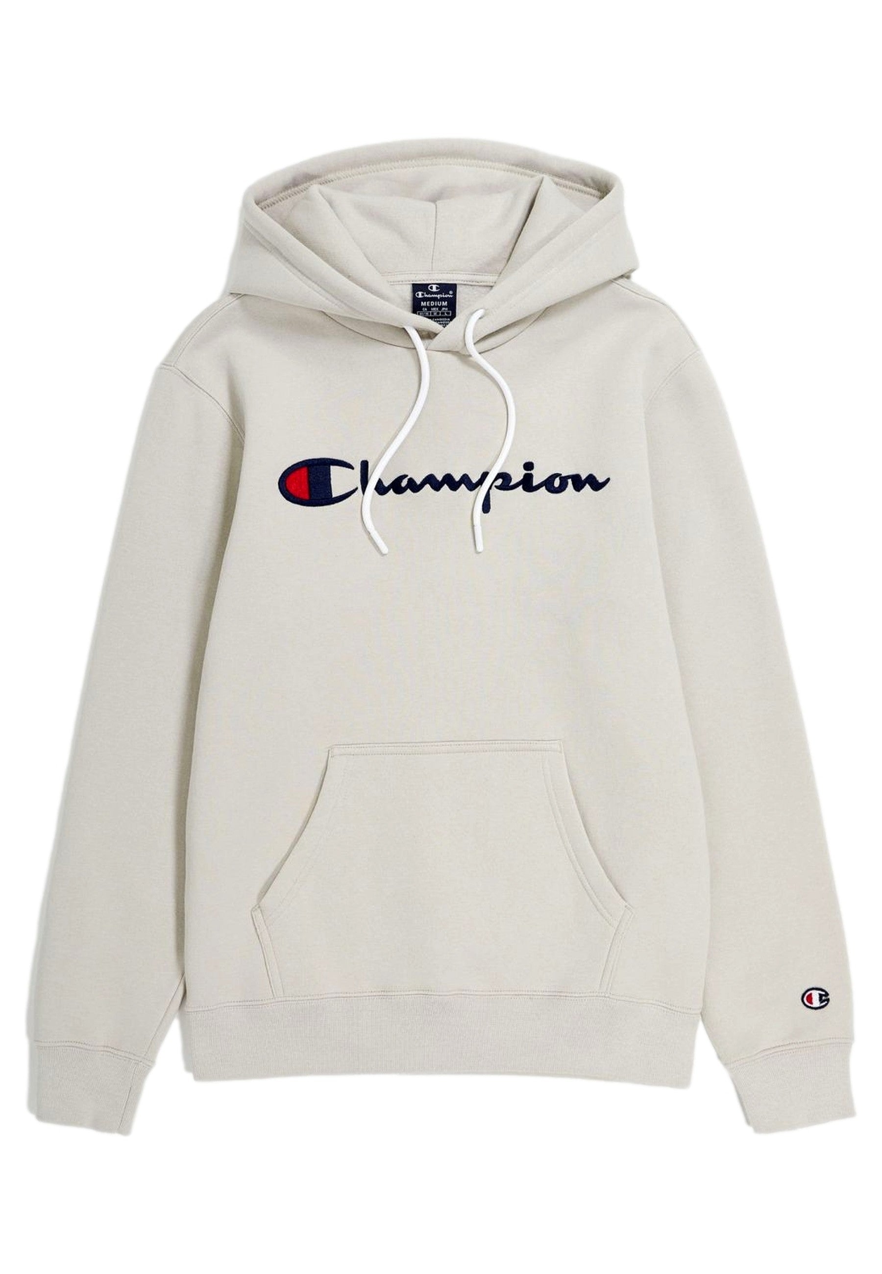 SUDADERA CHAMPION BEIGE EMBROIDERED SCRIPT LOGO HOODIE