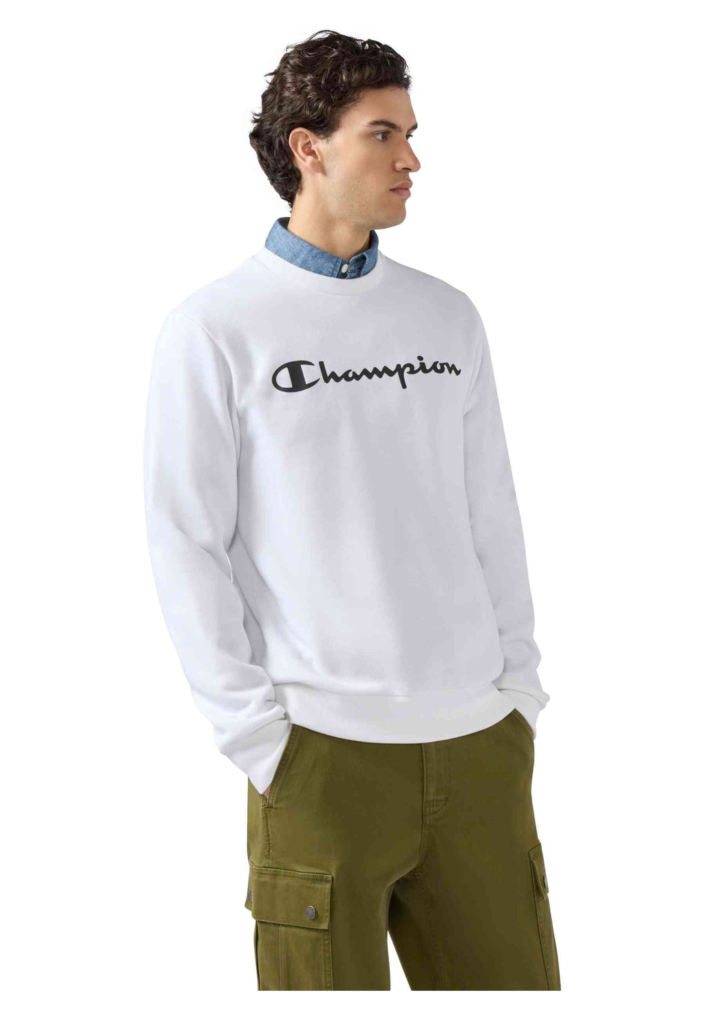 SUDADERA CHAMPION BLANCA BIG PRINTED LOGO CREWNECK