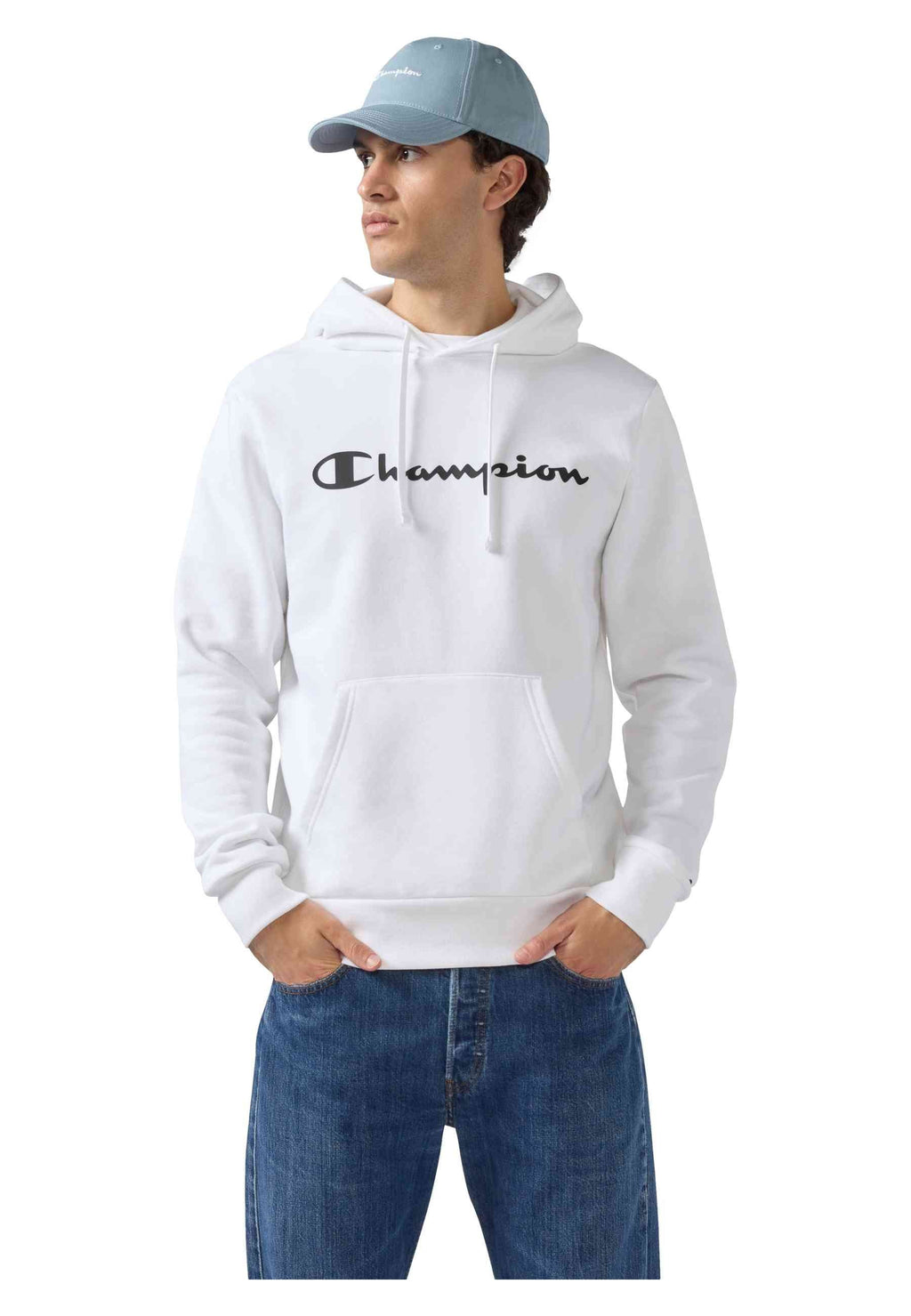 SUDADERA CHAMPION BLANCA BIG PRINTED LOGO HOODIE
