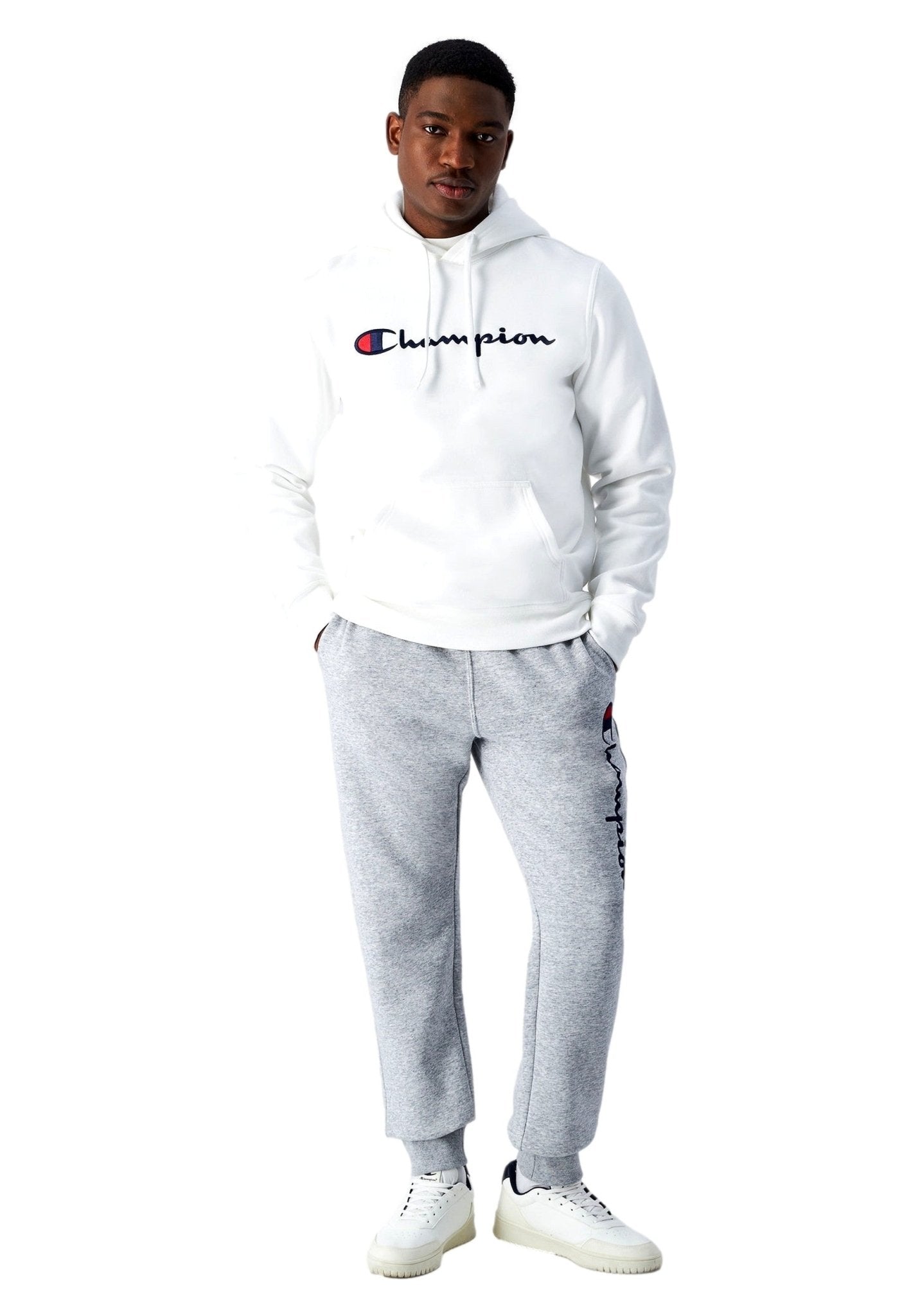 SUDADERA CHAMPION BLANCA EMBROIDERED LOGO HOODED SWEATSHIRT - AREA ZERO