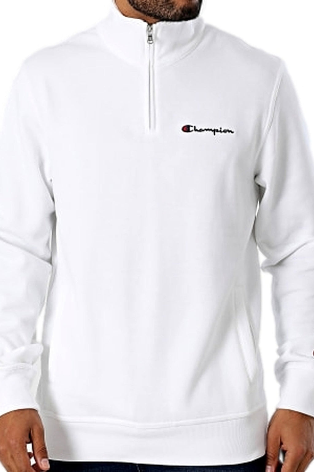 SUDADERA CHAMPION BLANCA LONG SLEEVE LOGO HALF ZIP SWEATSHIRT - AREA ZERO