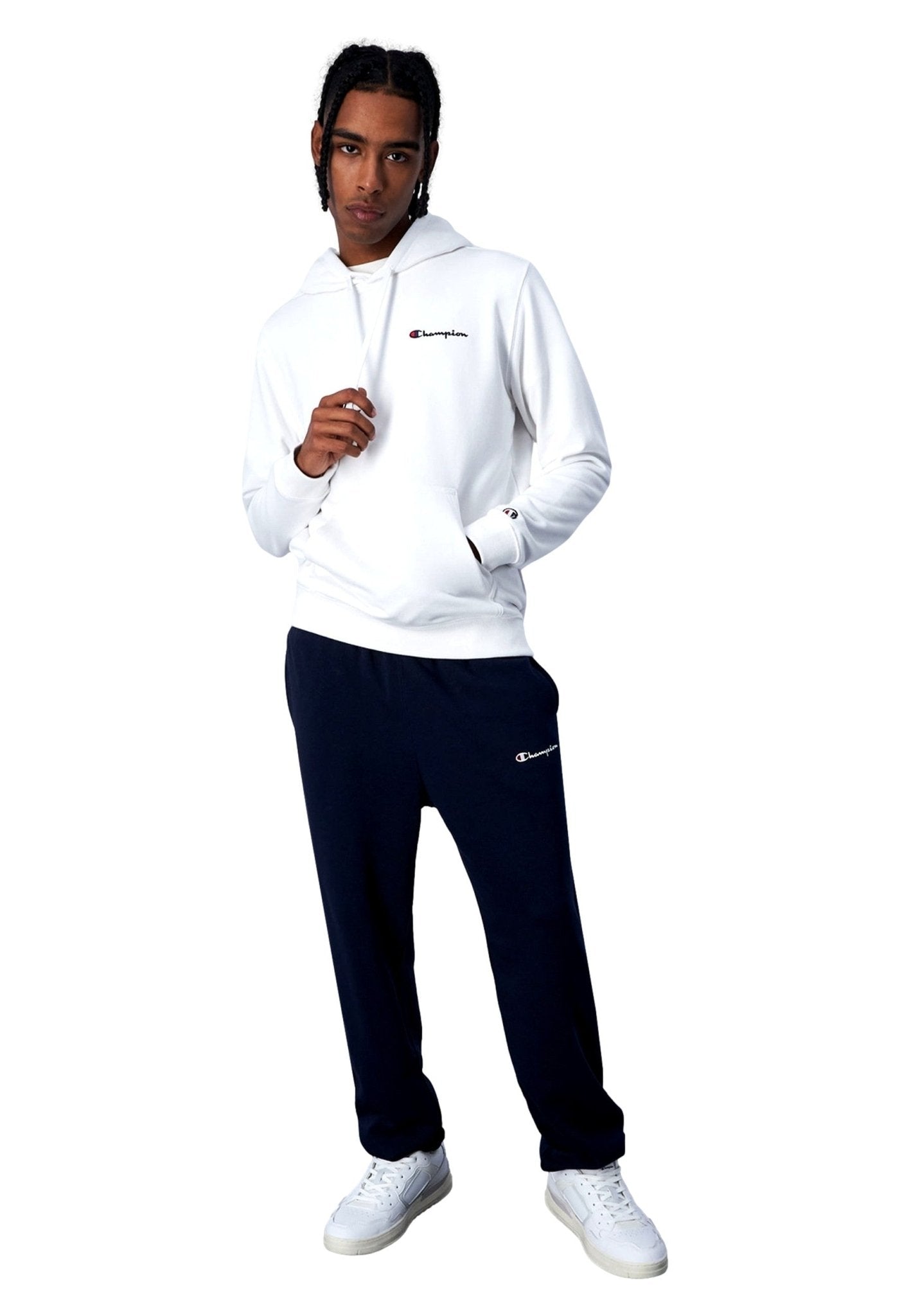 SUDADERA CHAMPION BLANCA SMALL EMBROIDERED LOGO HOODED SWEATSHIRT - AREA ZERO