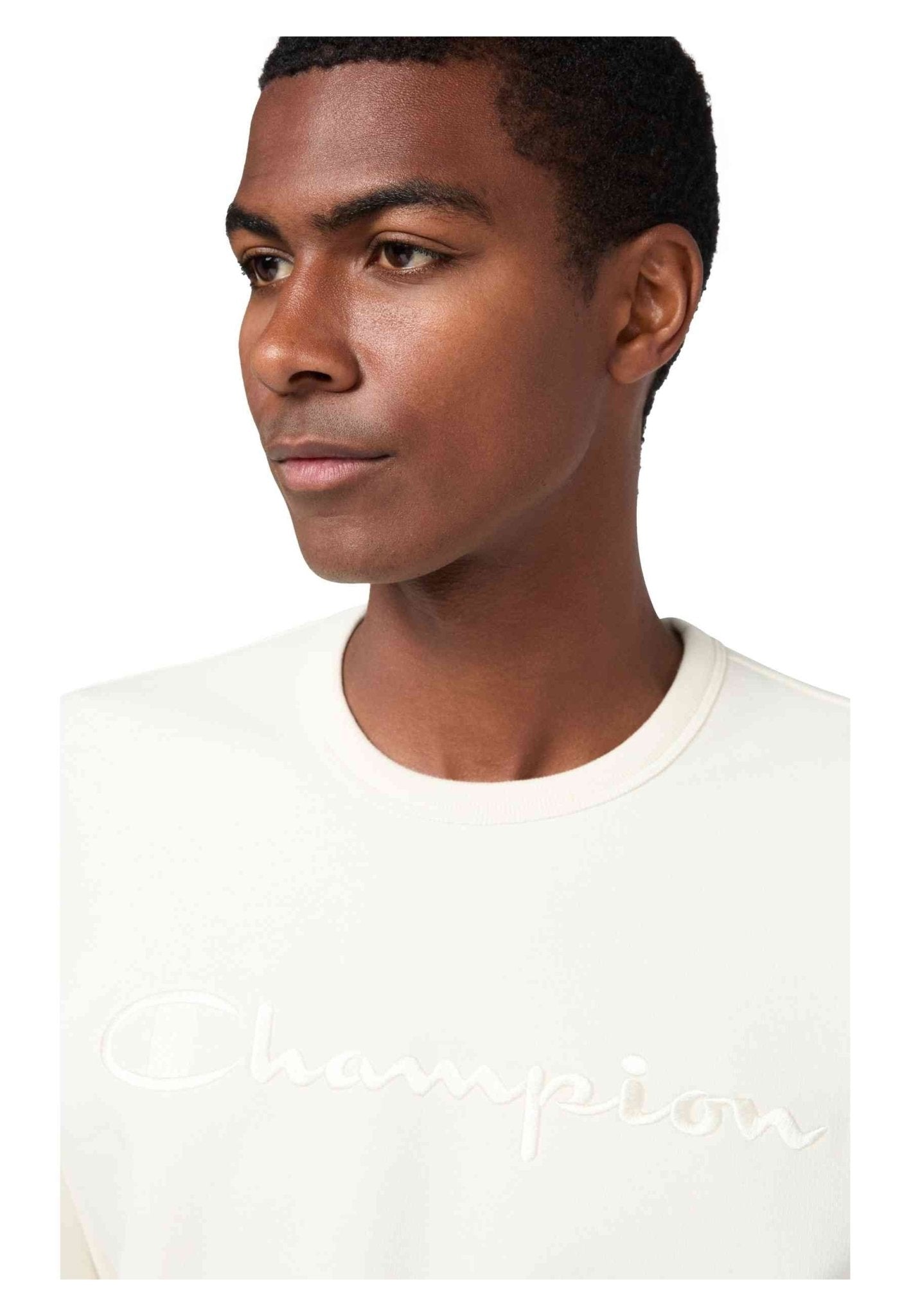 SUDADERA CHAMPION CRUDA ICONS EMBROIDERED TONED LOGO CREWNECK - AREA ZERO