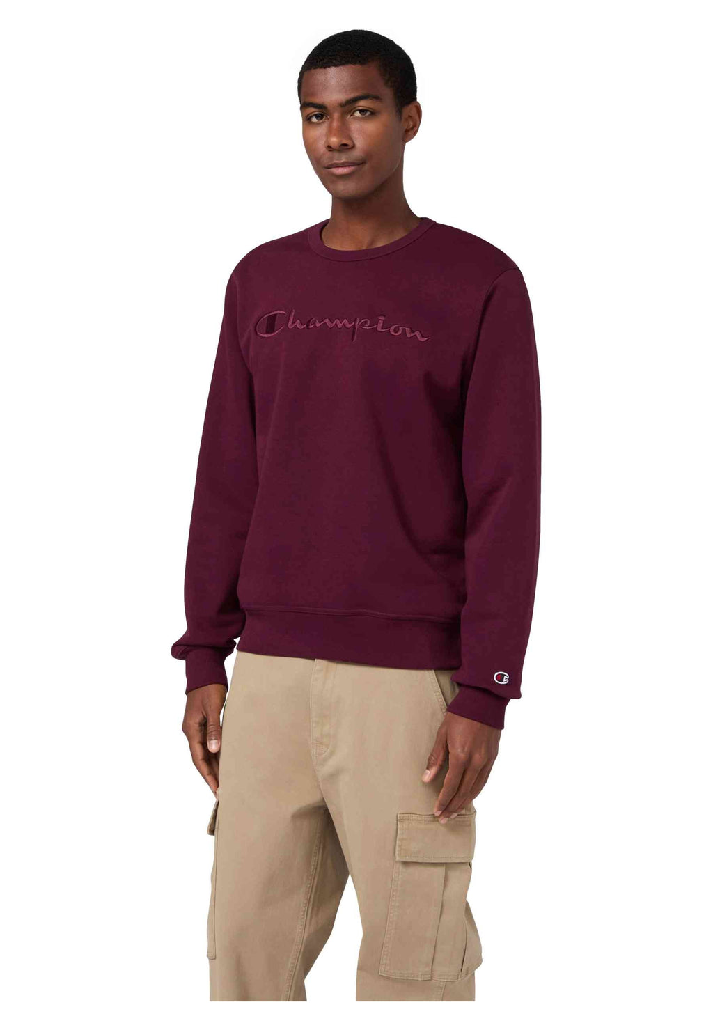 SUDADERA CHAMPION GRANATE ICONS EMBROIDERED TONED LOGO CREWNECK