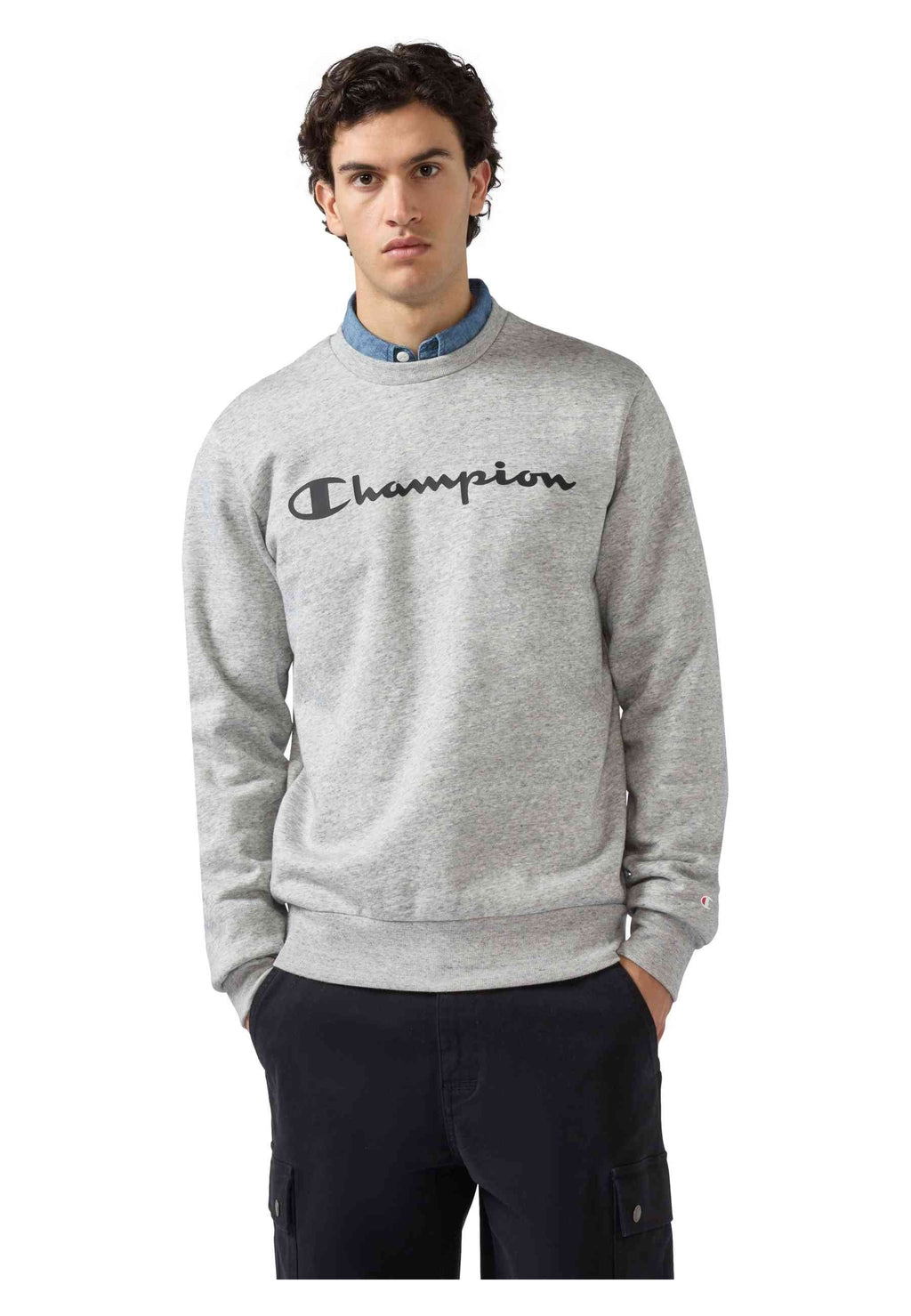 SUDADERA CHAMPION GRIS BIG PRINTED LOGO CREWNECK