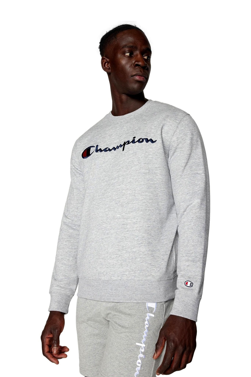 SUDADERA CHAMPION GRIS EMBROIDERED LOGO CREWNECK SWEATSHIRT - AREA ZERO