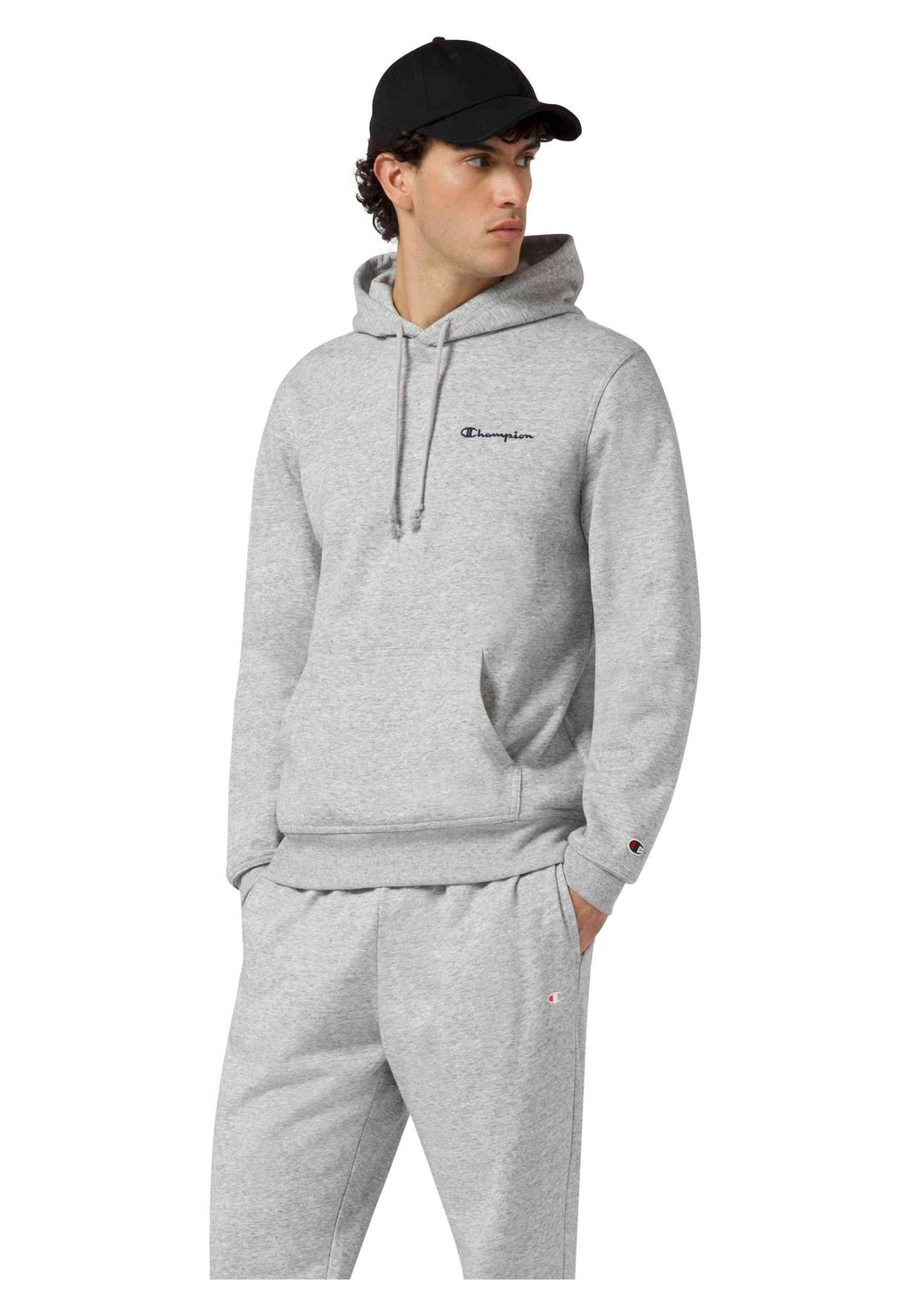 SUDADERA CHAMPION GRIS SMALL EMBROIDERED LOGO HOODIE