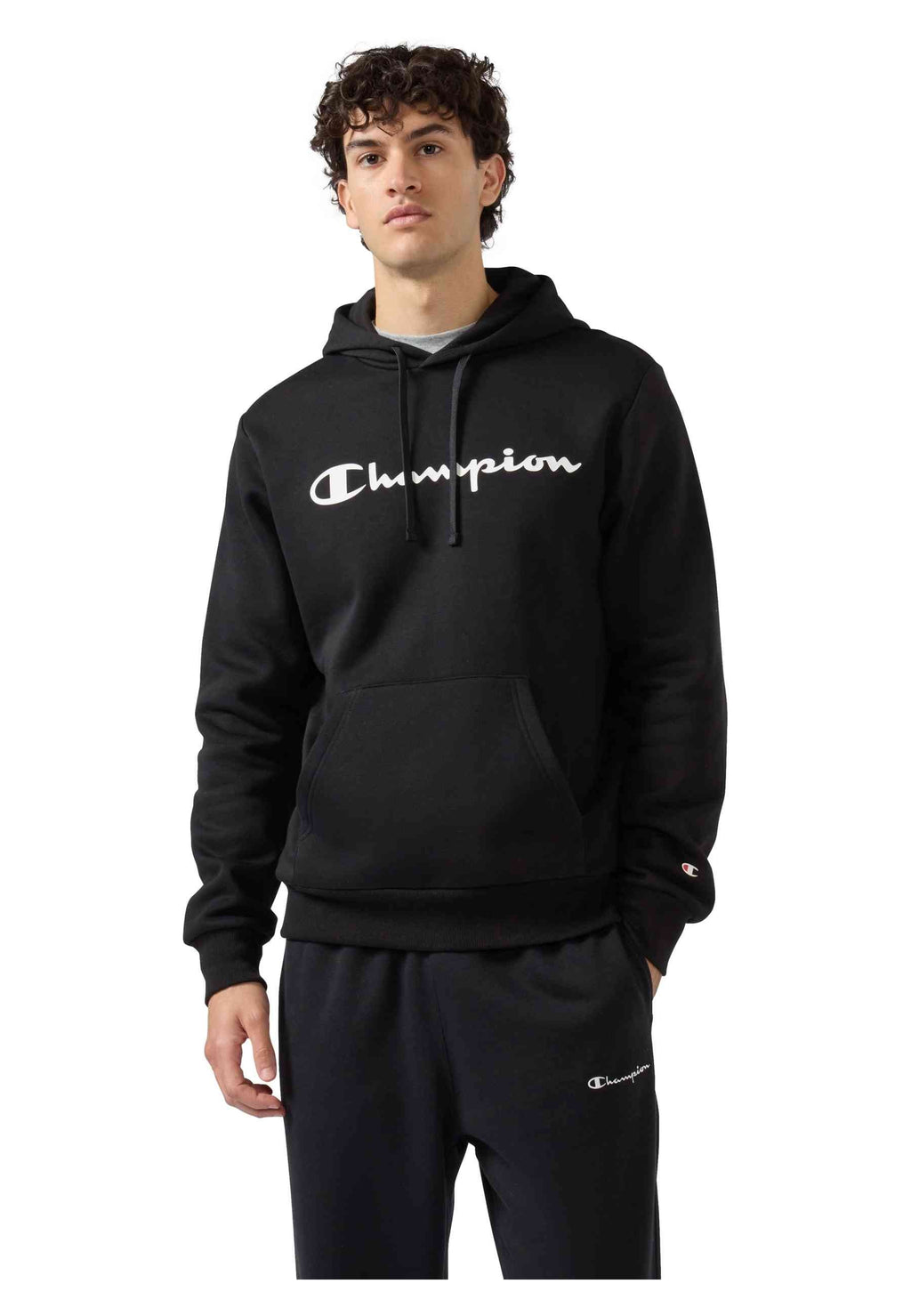 SUDADERA CHAMPION NEGRA BIG PRINTED LOGO HOODIE