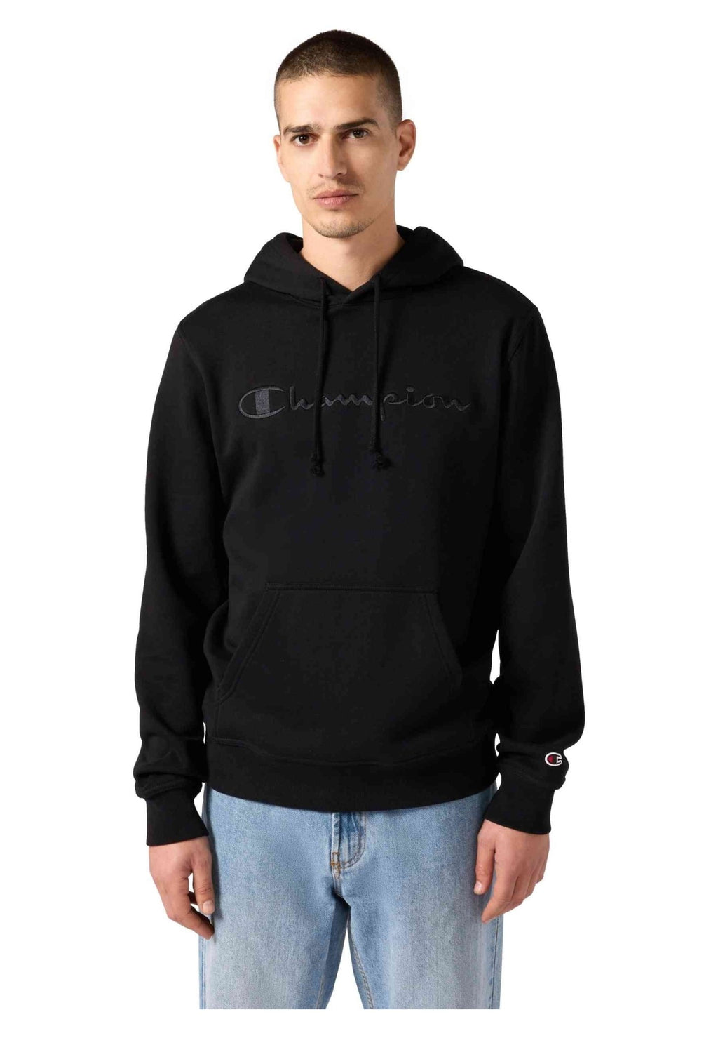 SUDADERA CHAMPION NEGRA ICONS EMBROIDERED TONED LOGO - AREA ZERO