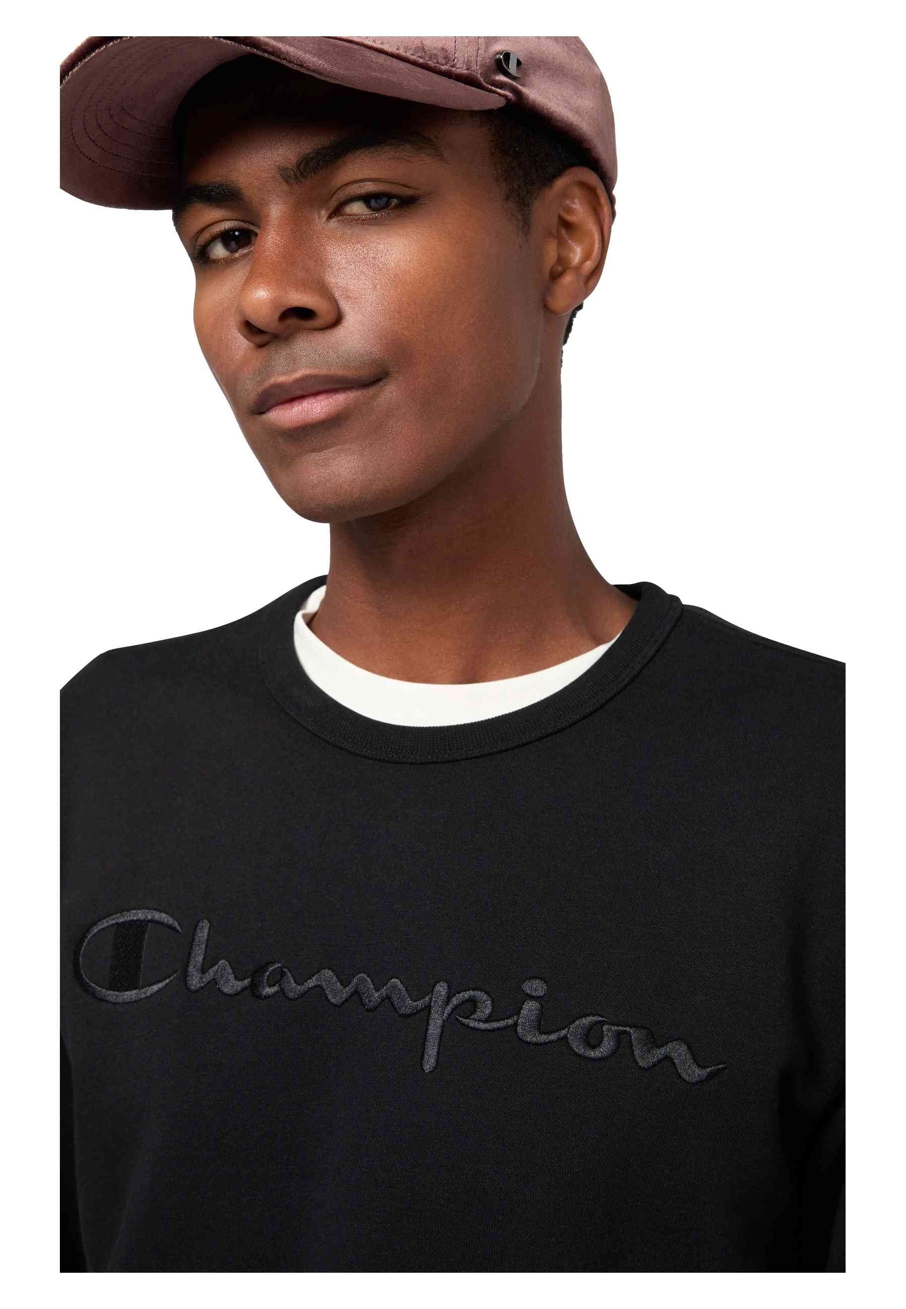 SUDADERA CHAMPION NEGRA ICONS EMBROIDERED TONED LOGO CREWNECK