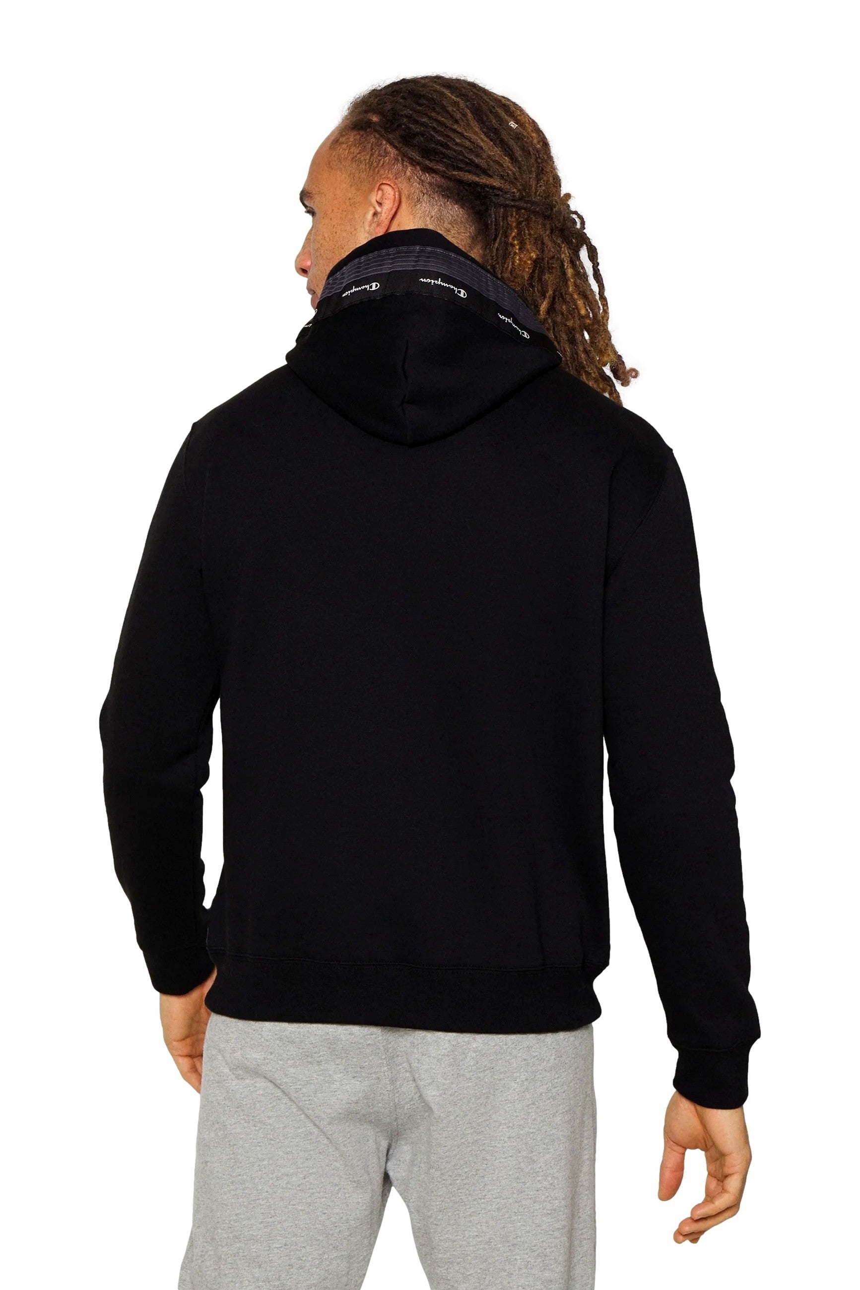 SUDADERA CHAMPION NEGRA JAQUARD TAPE FLEECE HOODIE