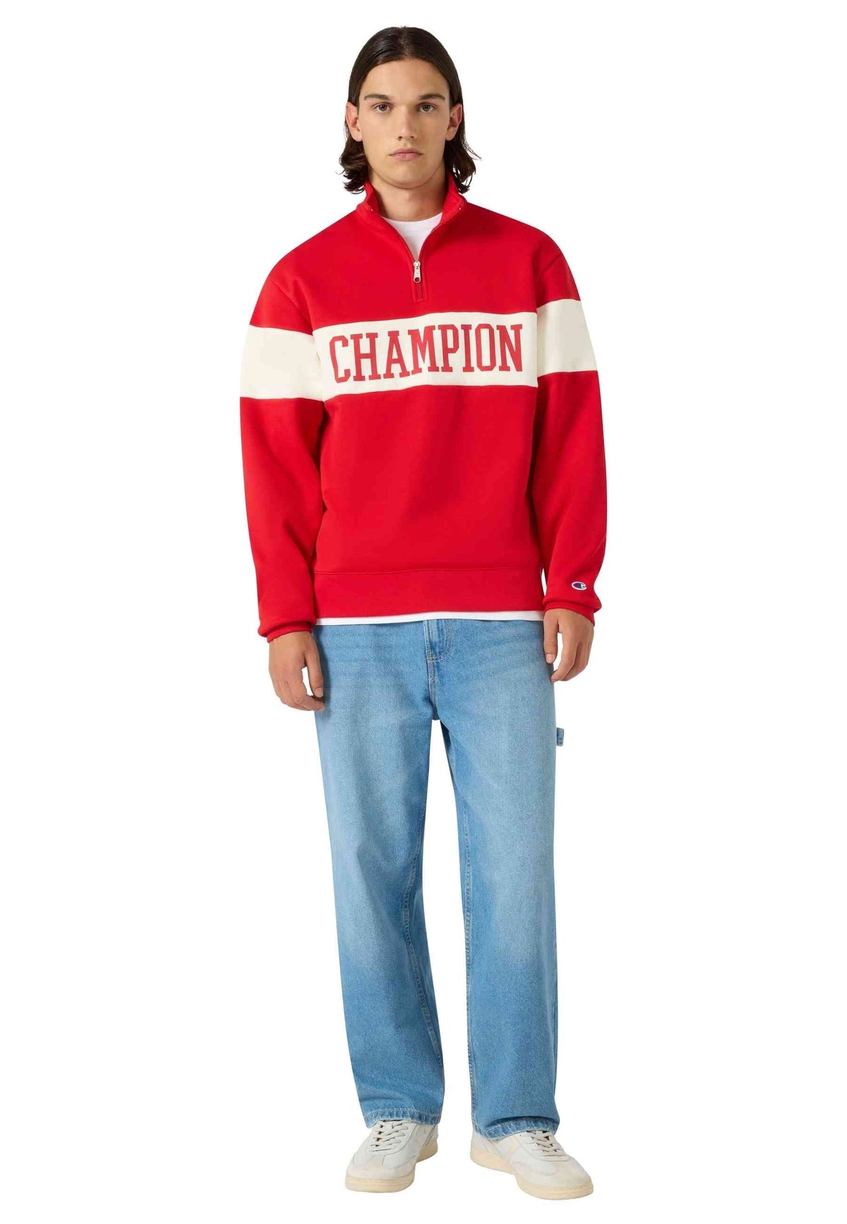 SUDADERA CHAMPION ROJA ACADEMY LOGO HALF ZIP SWEATSHIRT