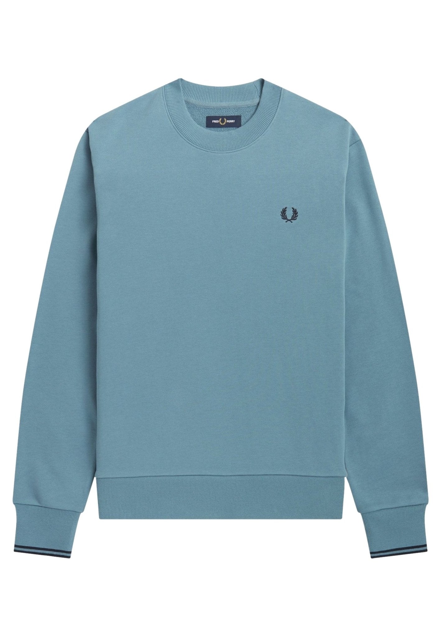 SUDADERA FRED PERRY AZUL CENIZA CREWNECK SWEATSHIRT - AREA ZERO