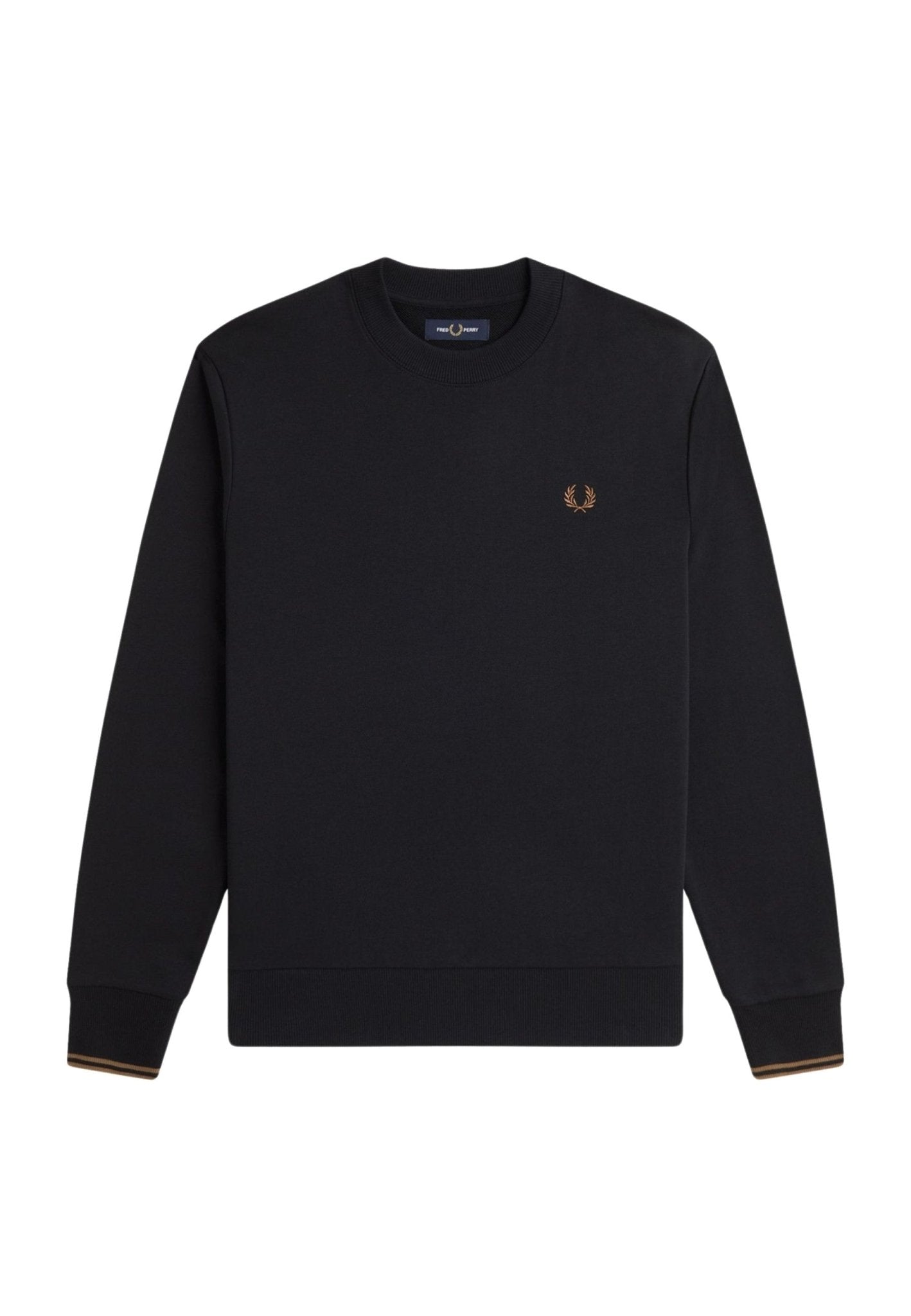 SUDADERA FRED PERRY NEGRA CONTRAST CREWNECK SWEATSHIRT - AREA ZERO