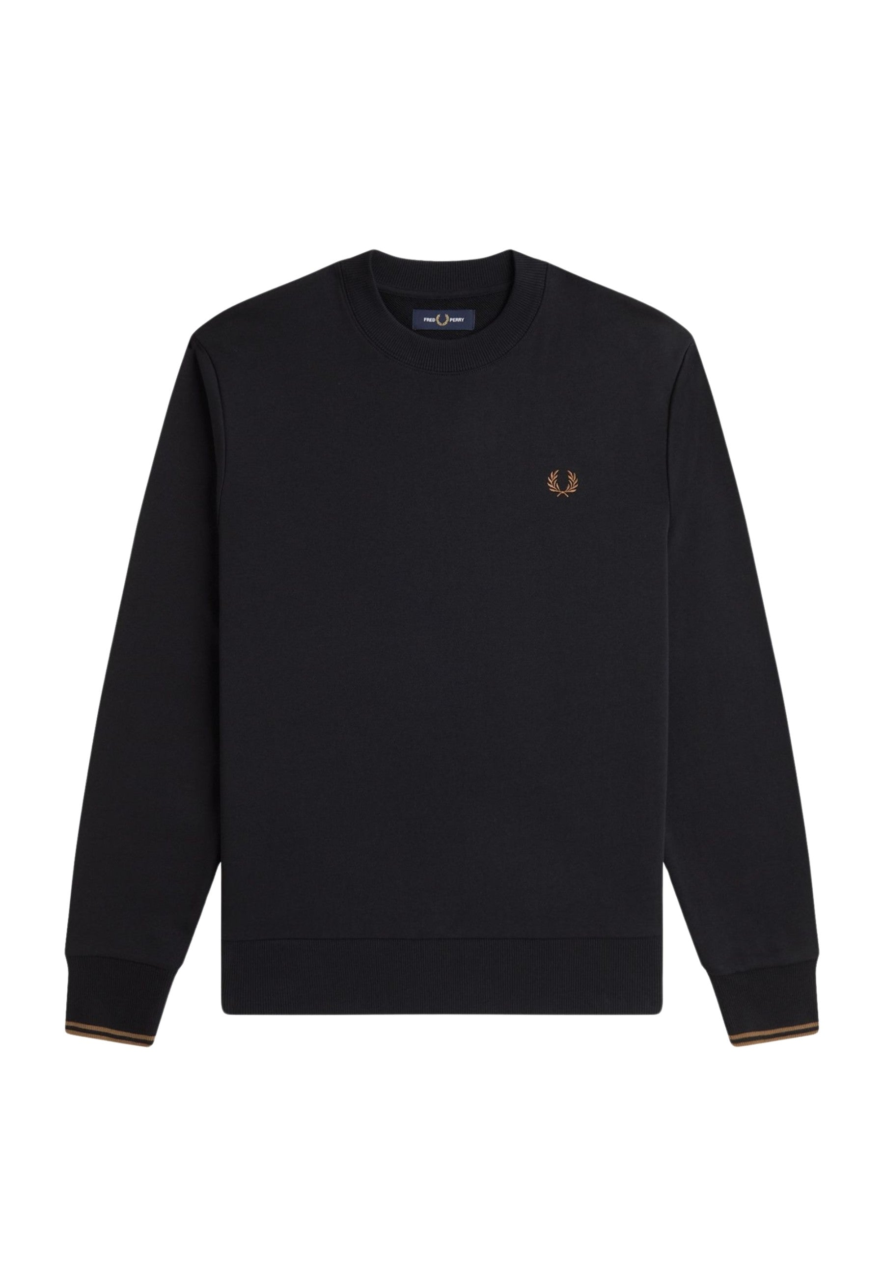 SUDADERA FRED PERRY NEGRA CONTRAST CREWNECK SWEATSHIRT
