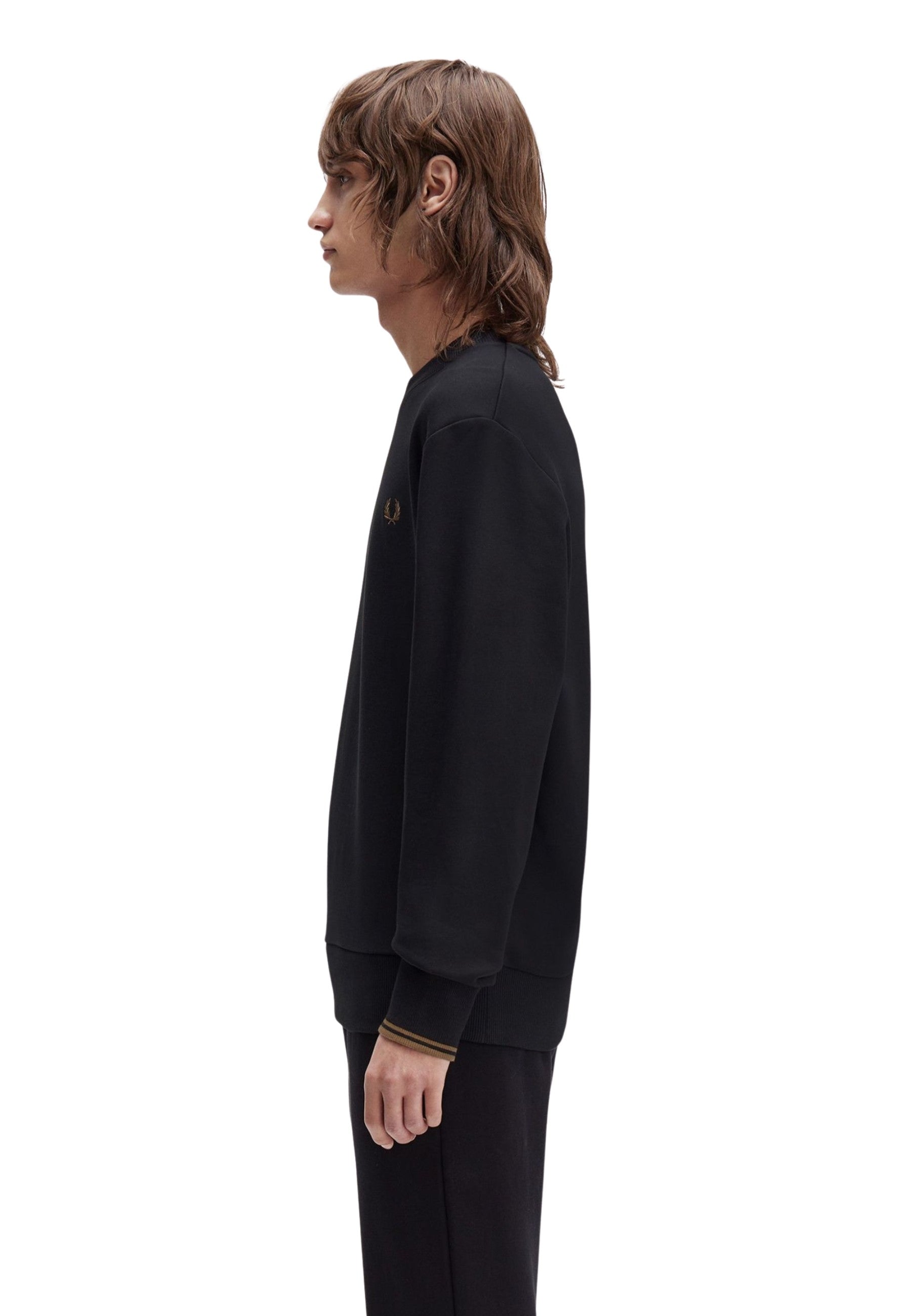 SUDADERA FRED PERRY NEGRA CONTRAST CREWNECK SWEATSHIRT