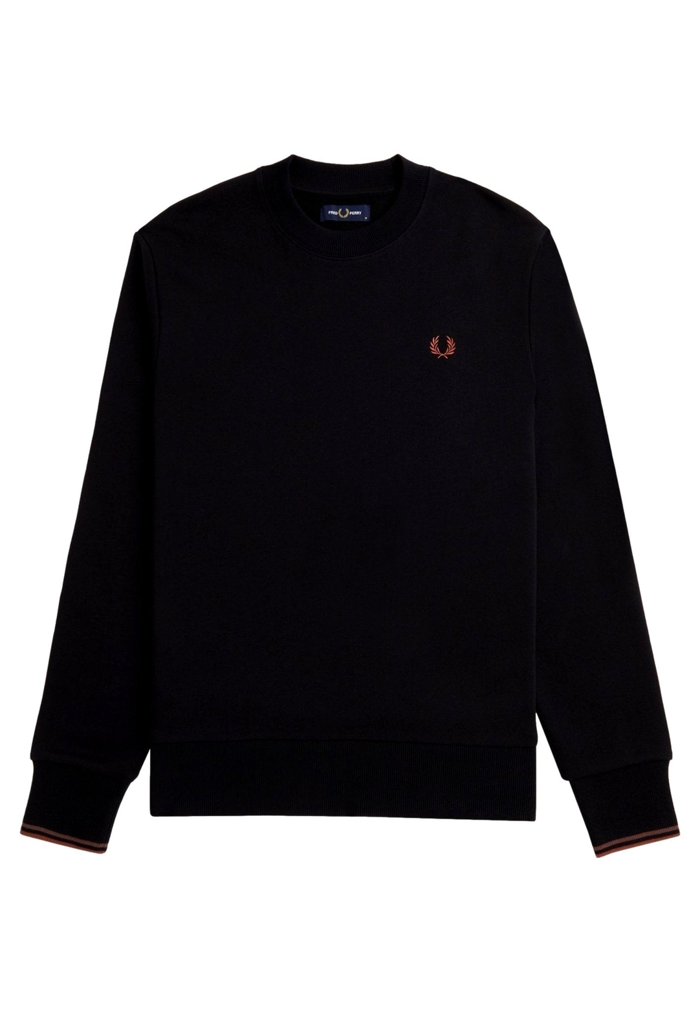 SUDADERA FRED PERRY NEGRA EMBROIDERED LOGO CREW NECK SWEATSHIRT - AREA ZERO