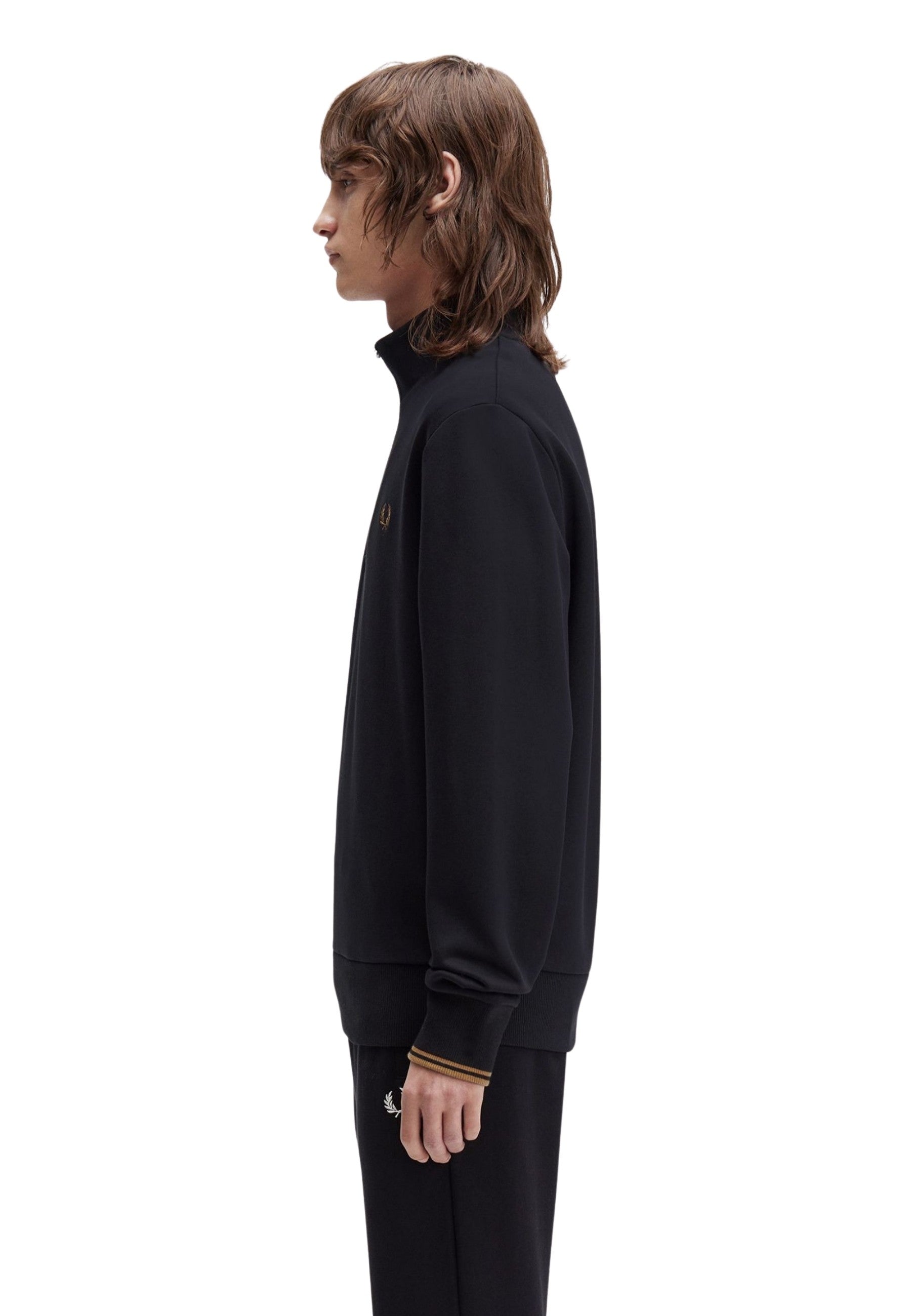 SUDADERA FRED PERRY NEGRA HALF ZIP CONTRAST SWEAT