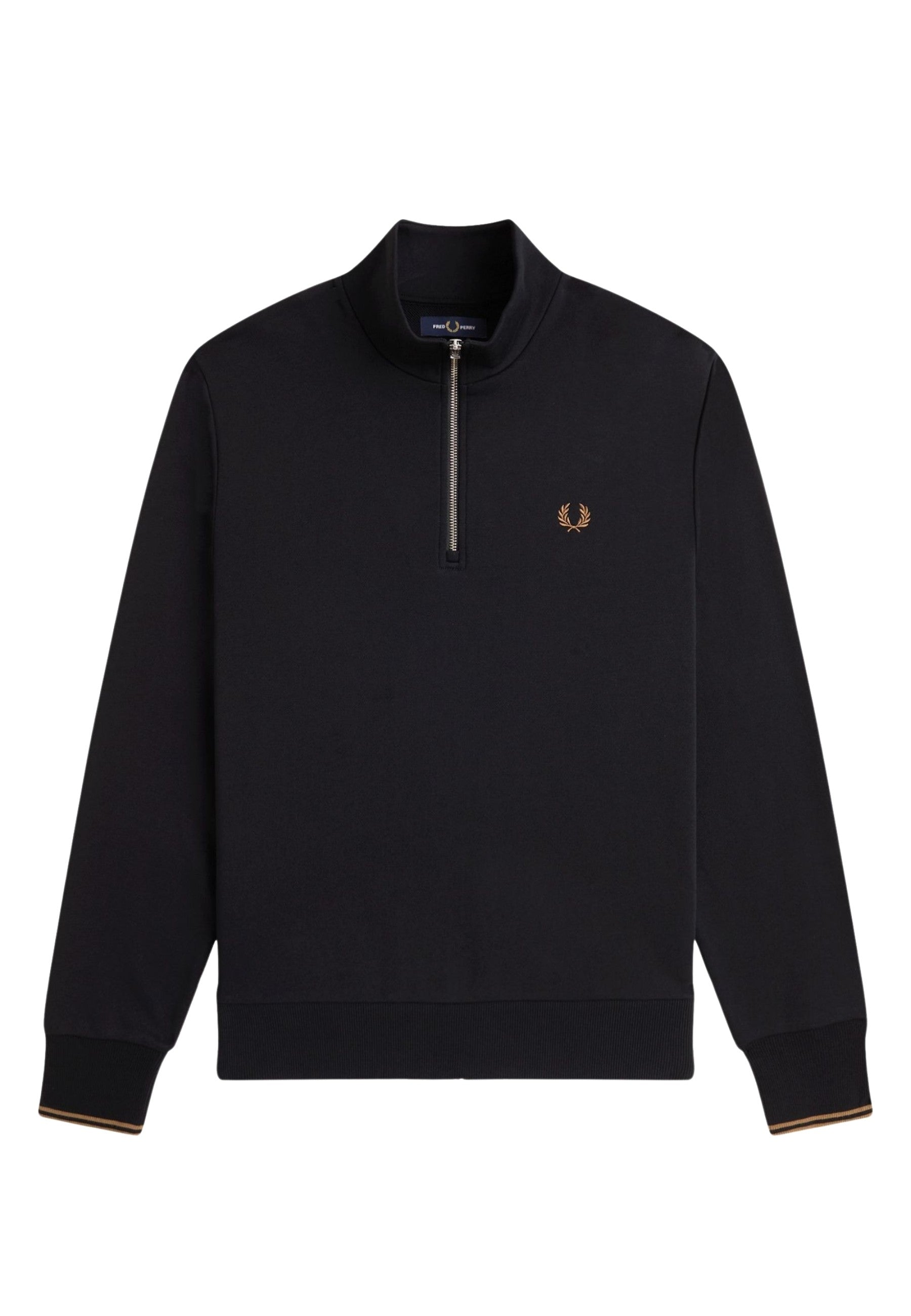 SUDADERA FRED PERRY NEGRA HALF ZIP CONTRAST SWEAT
