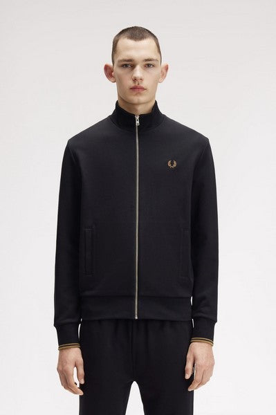 SUDADERA FRED PERRY NEGRA ZIP THROUGH SWEATSHIRT