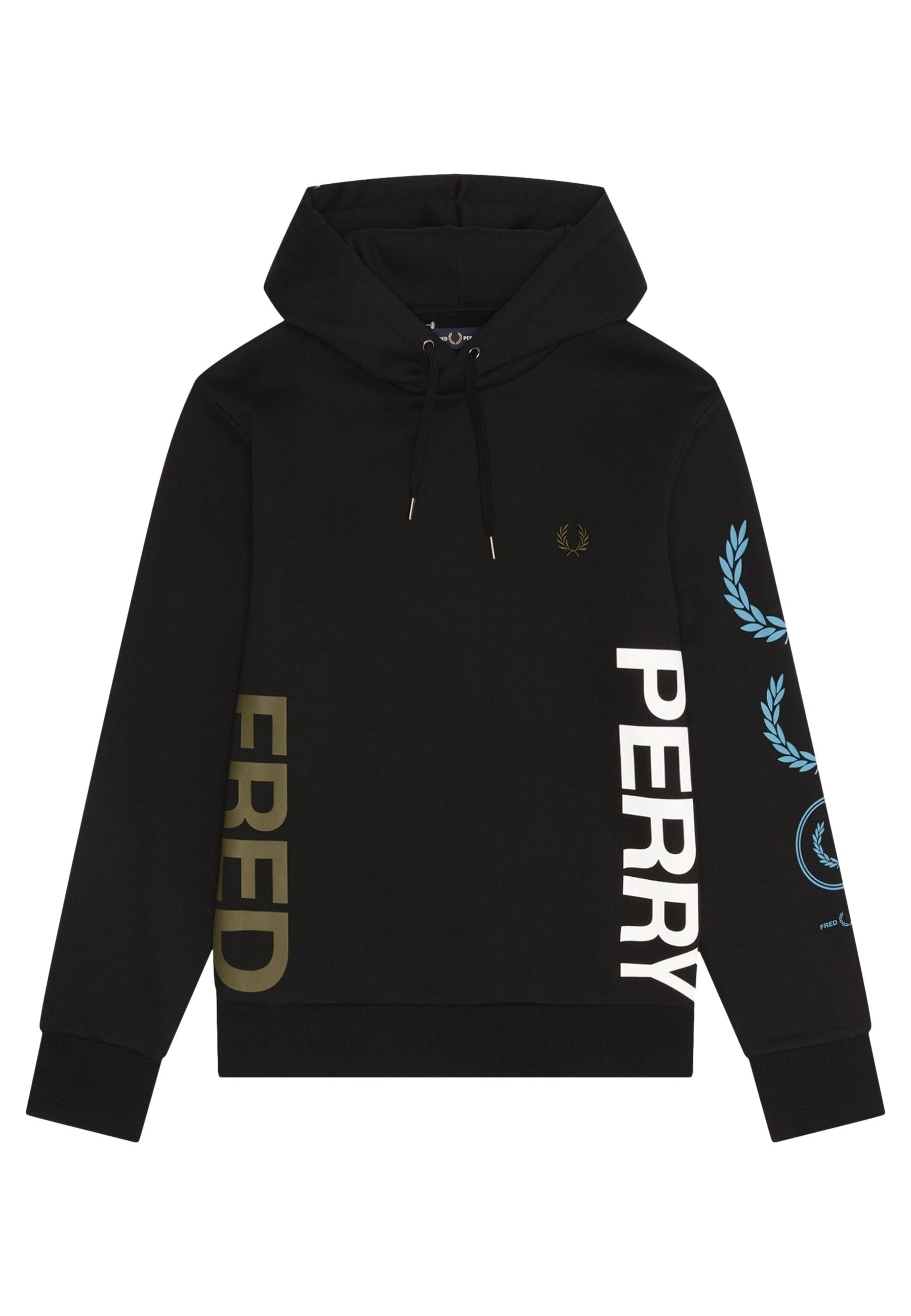 SUDADERA FRED PERY NEGRA GRAPHIC BRANDED HODDED SWEAT