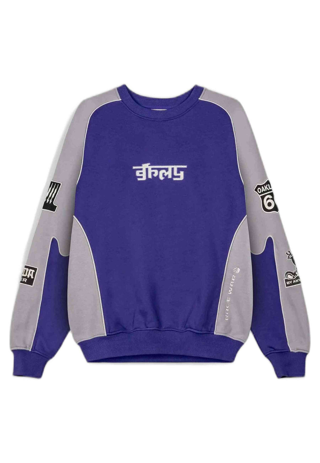 SUDADERA GRIMEY AZUL RACE WAR VINTAGE CREWNECK