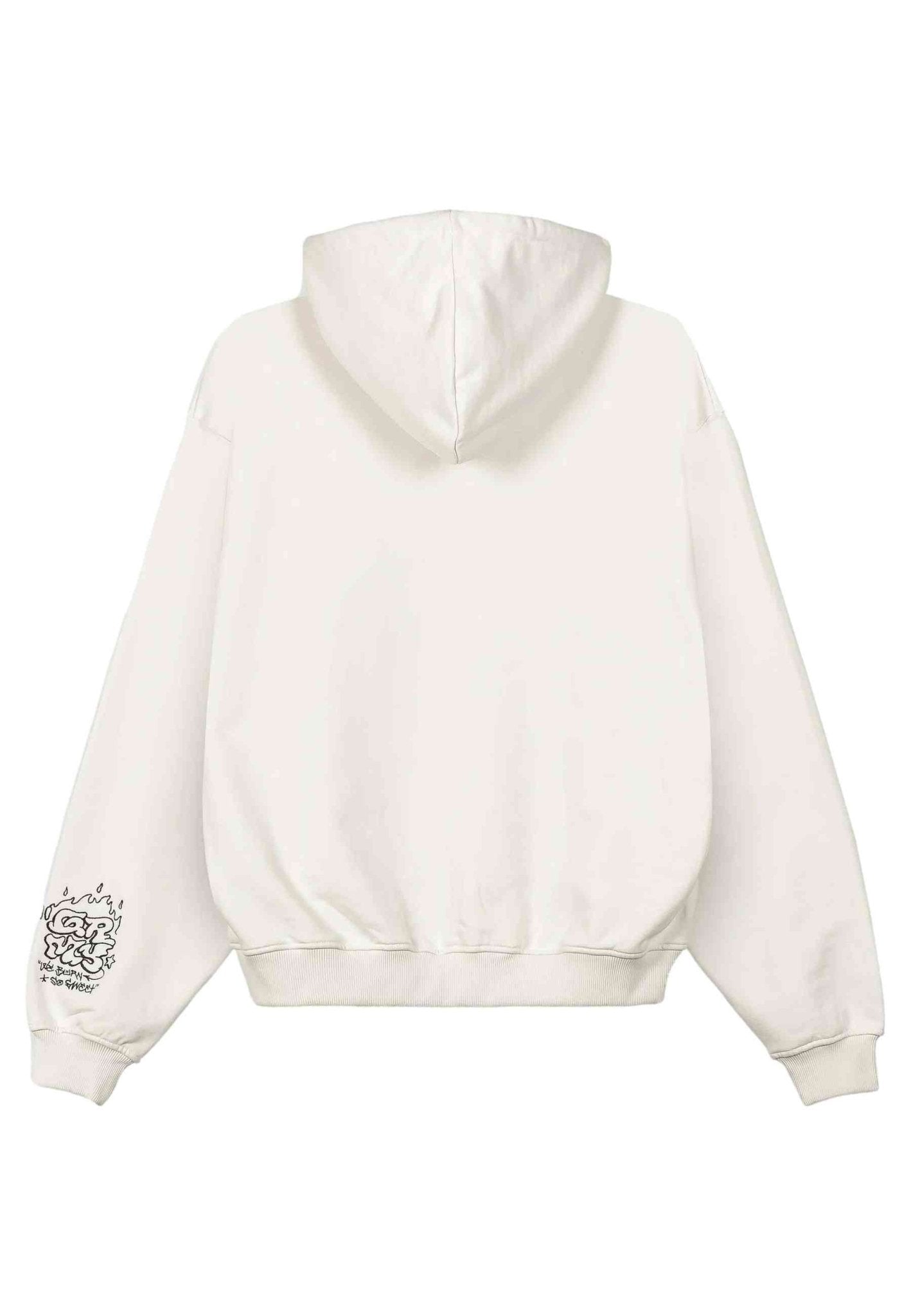 SUDADERA GRIMEY BLANCA THE SHELTER WE BURN SO SWEET BOXY HOODIE - AREA ZERO
