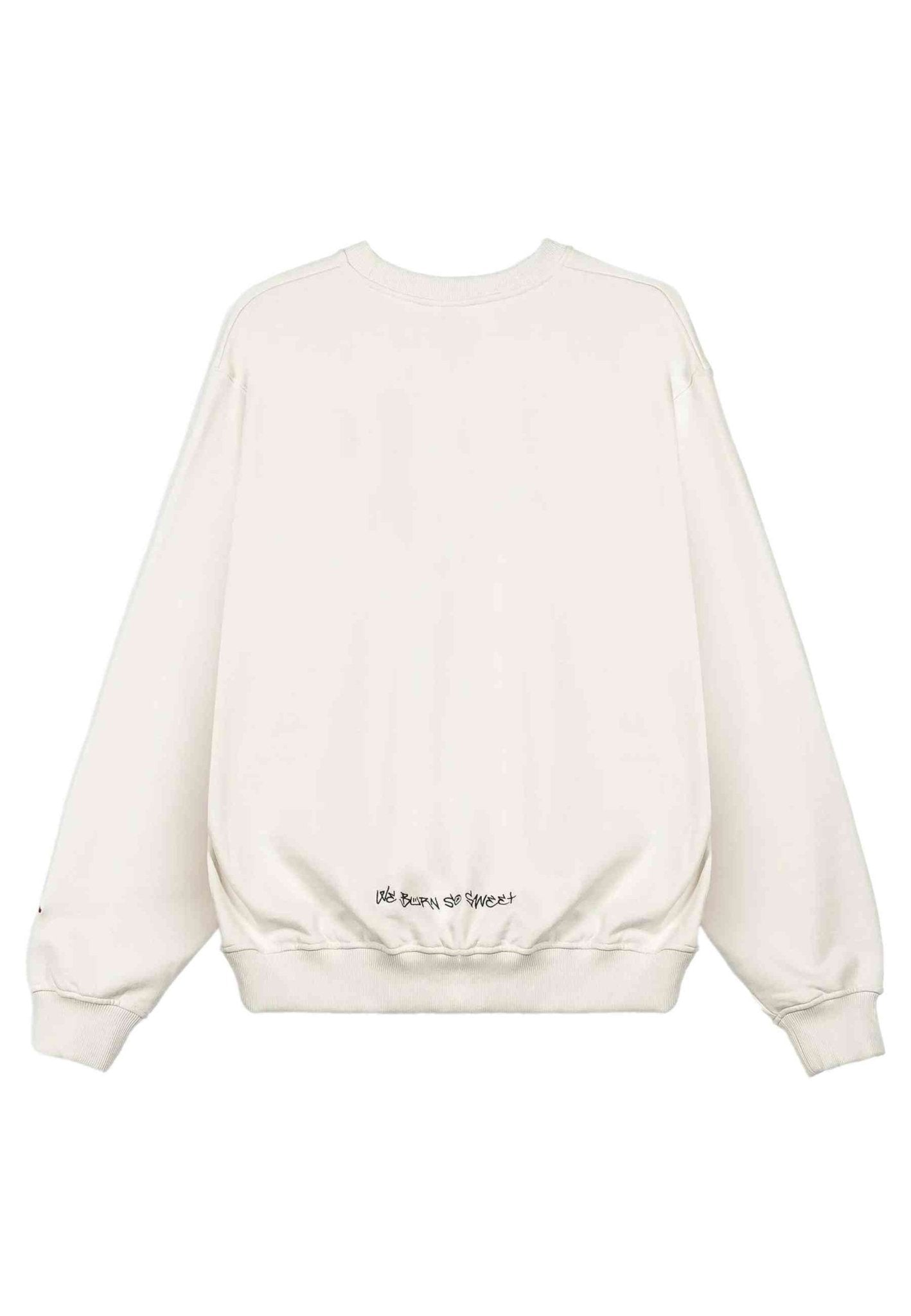 SUDADERA GRIMEY BLANCA THE SHELTER WE BURN SO SWEET VINTAGE CREWNECK - AREA ZERO