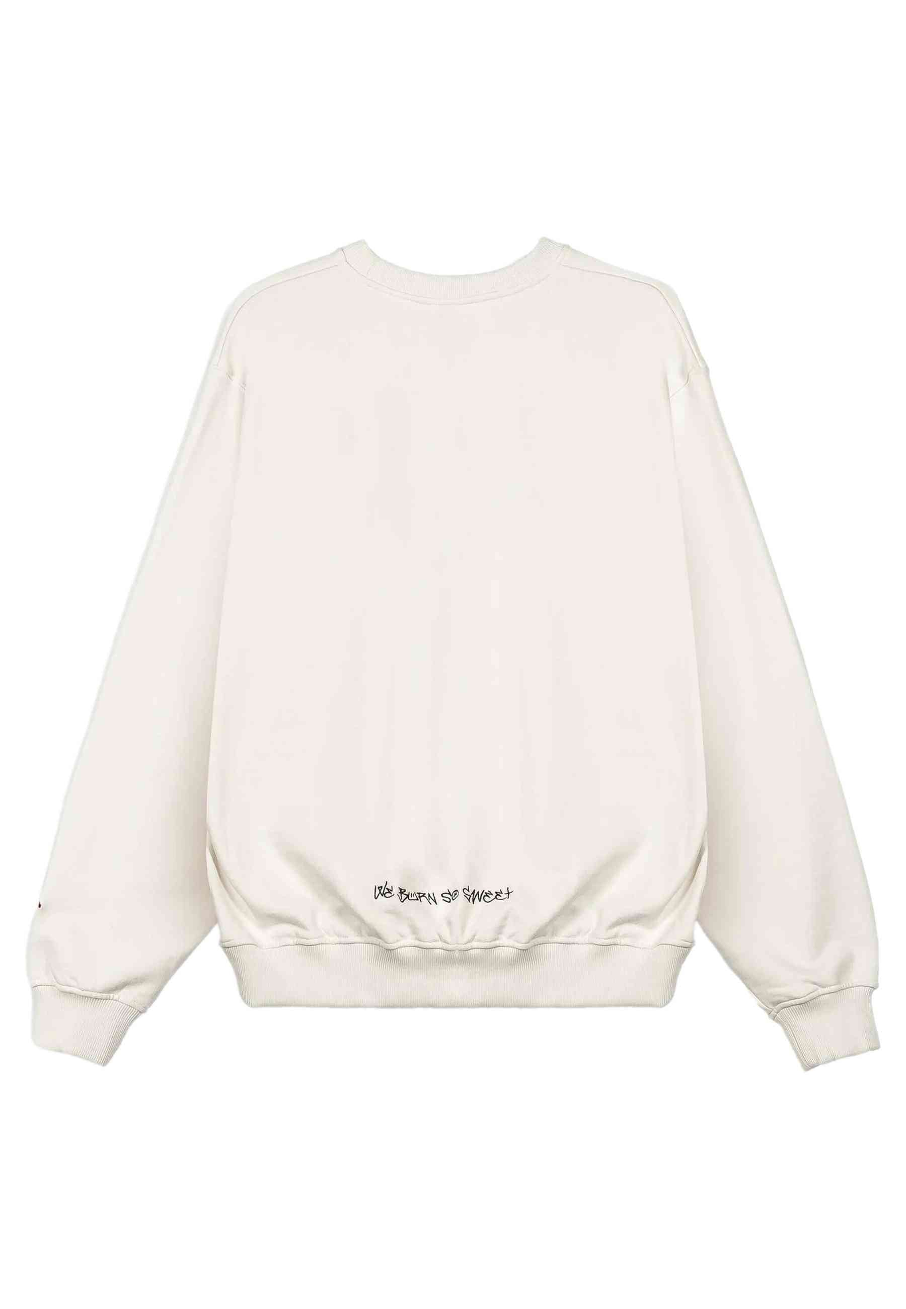 SUDADERA GRIMEY BLANCA THE SHELTER WE BURN SO SWEET VINTAGE CREWNECK