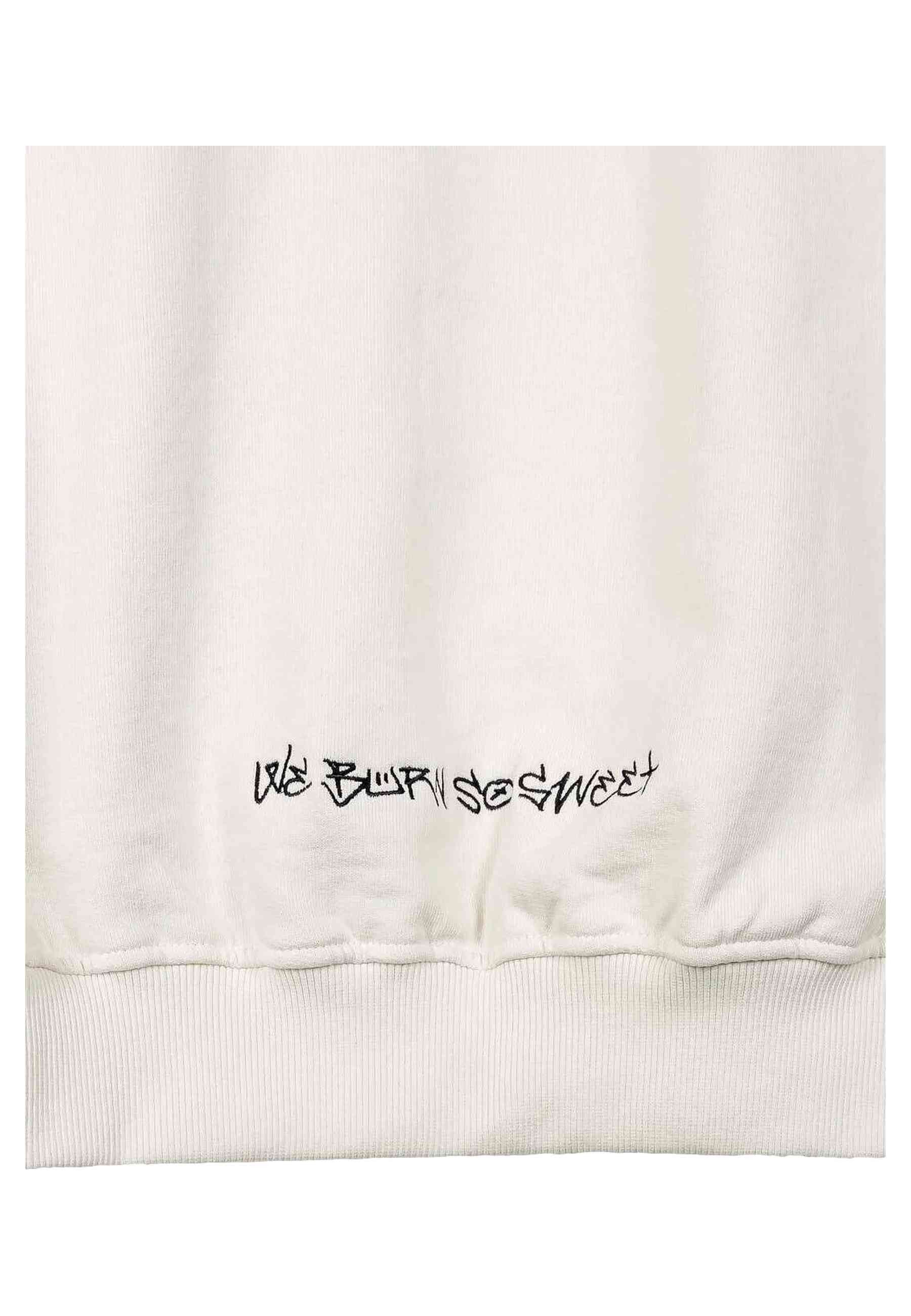 SUDADERA GRIMEY BLANCA THE SHELTER WE BURN SO SWEET VINTAGE CREWNECK