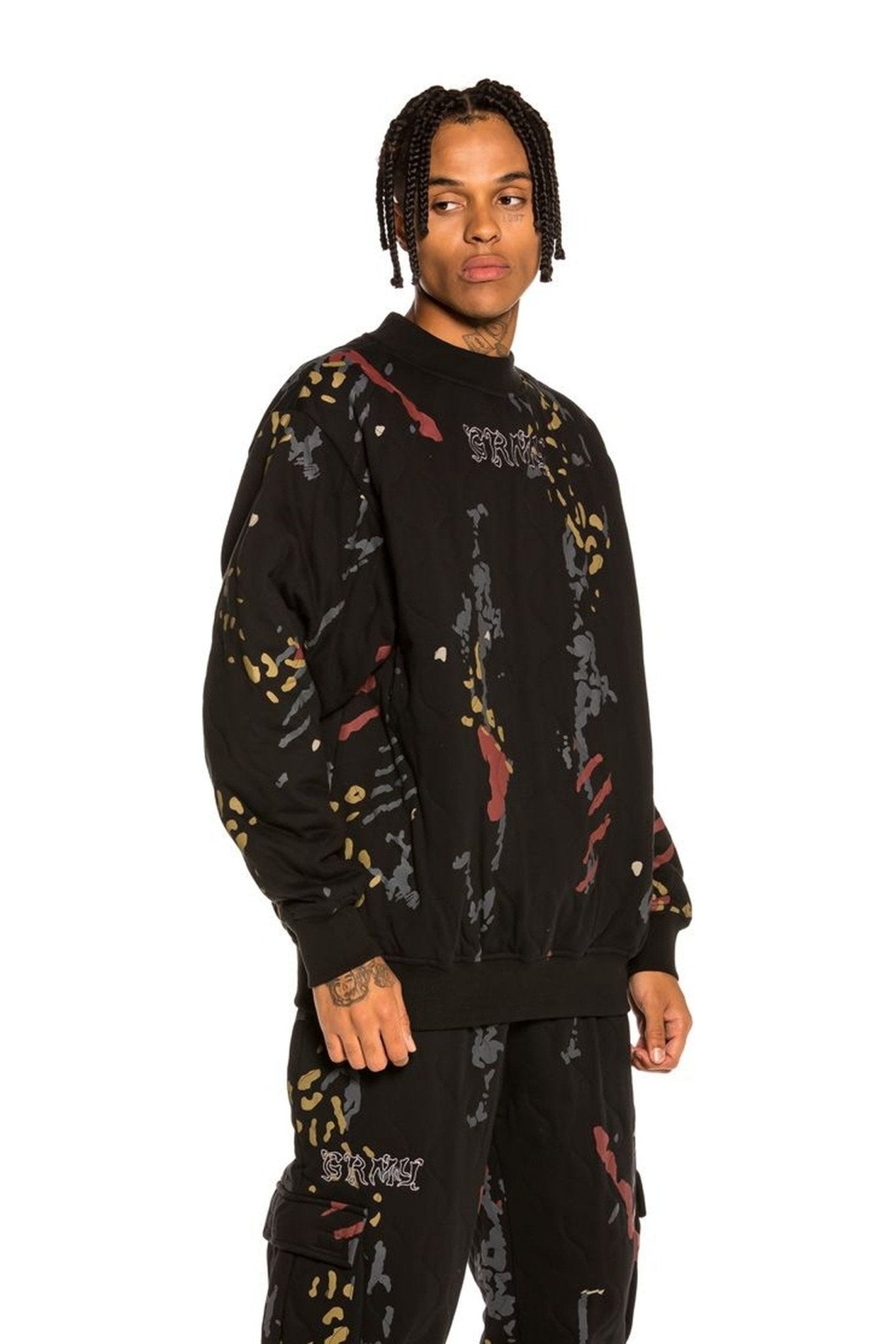 SUDADERA GRIMEY NEGRA JAZZ THING PADDED ALL OVER PRINT CREWNECK - AREA ZERO