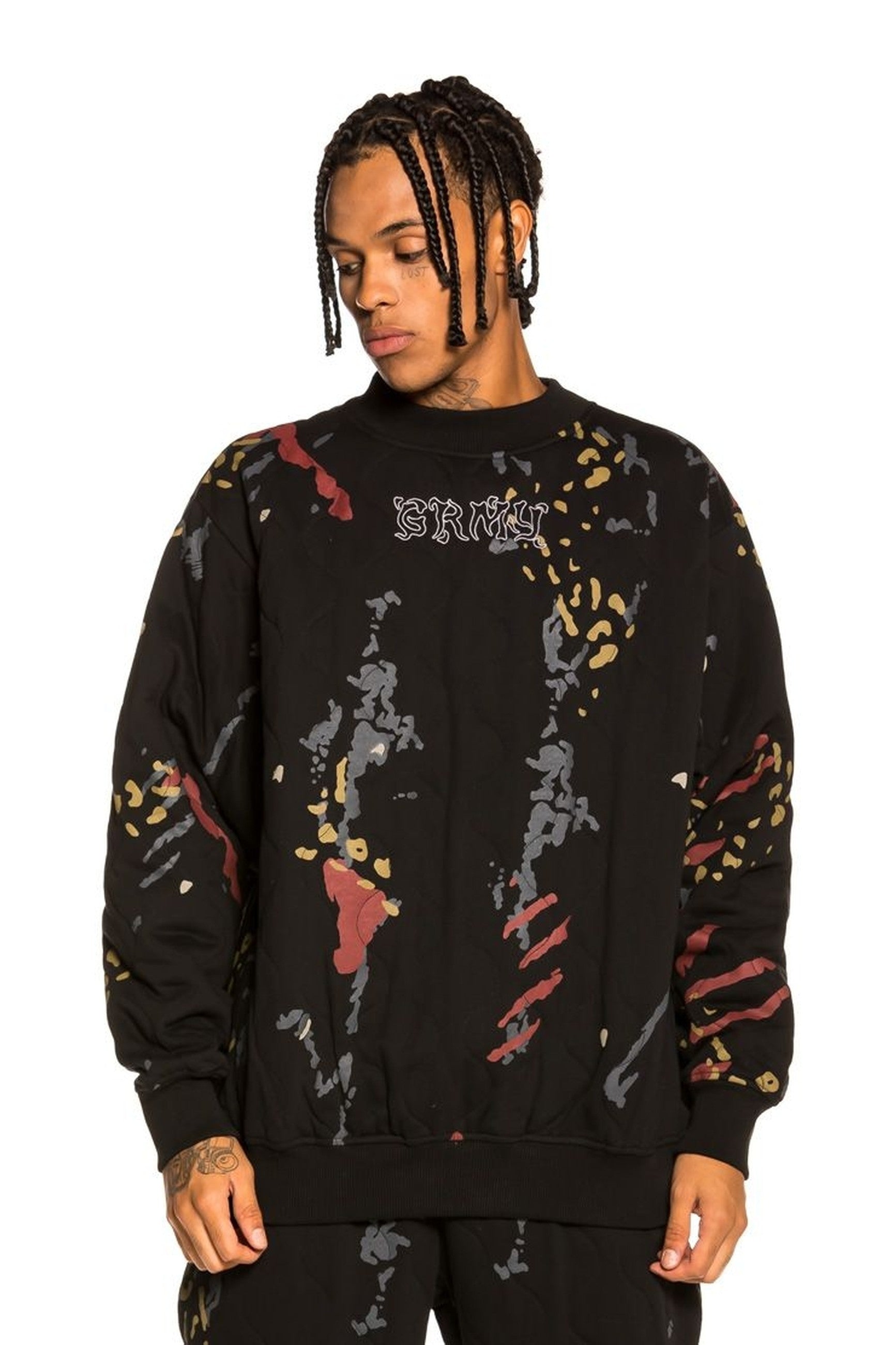 SUDADERA GRIMEY NEGRA JAZZ THING PADDED ALL OVER PRINT CREWNECK