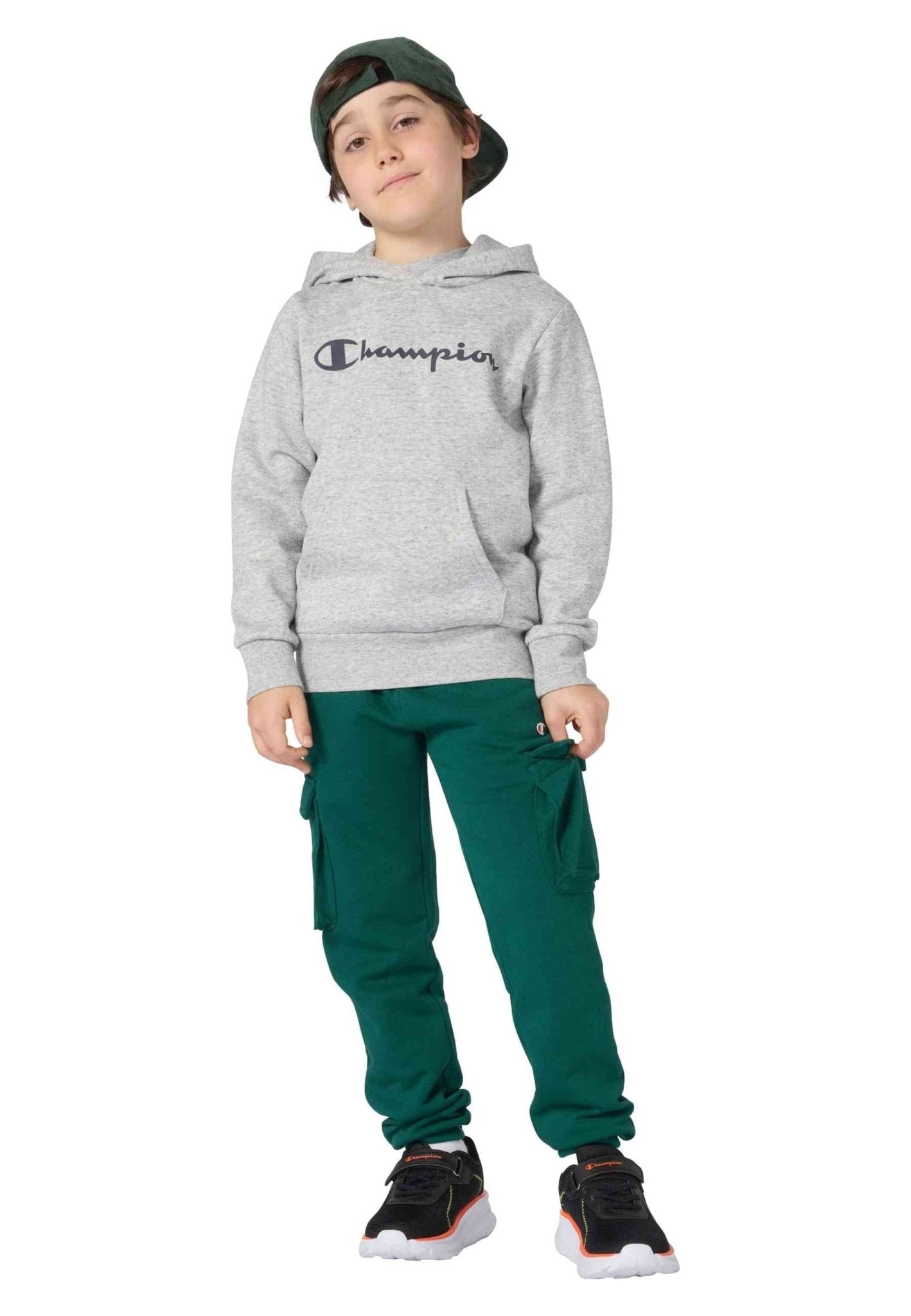 SUDADERA JUNIOR CHAMPION GRIS BIG PRINTED LOGO HOODIE - AREA ZERO