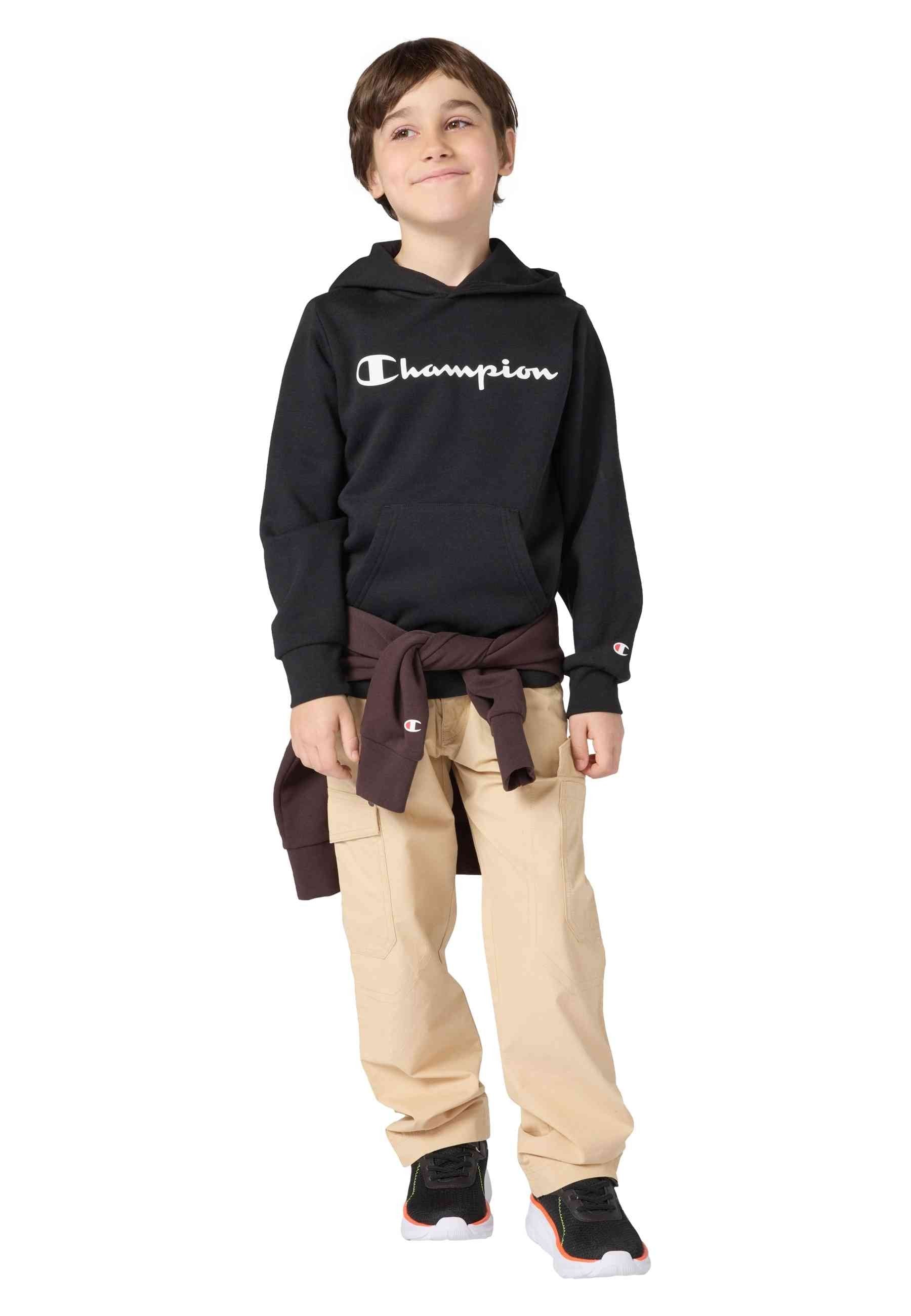 SUDADERA JUNIOR CHAMPION NEGRA BIG PRINTED LOGO HOODIE