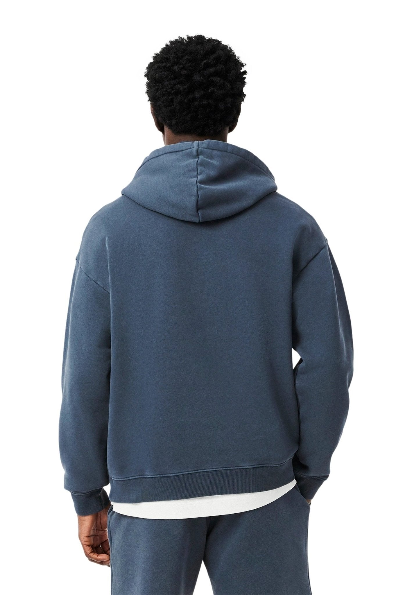 SUDADERA LACOSTE AZUL WASHED COTTON LOOSE FIT HOODIE - AREA ZERO