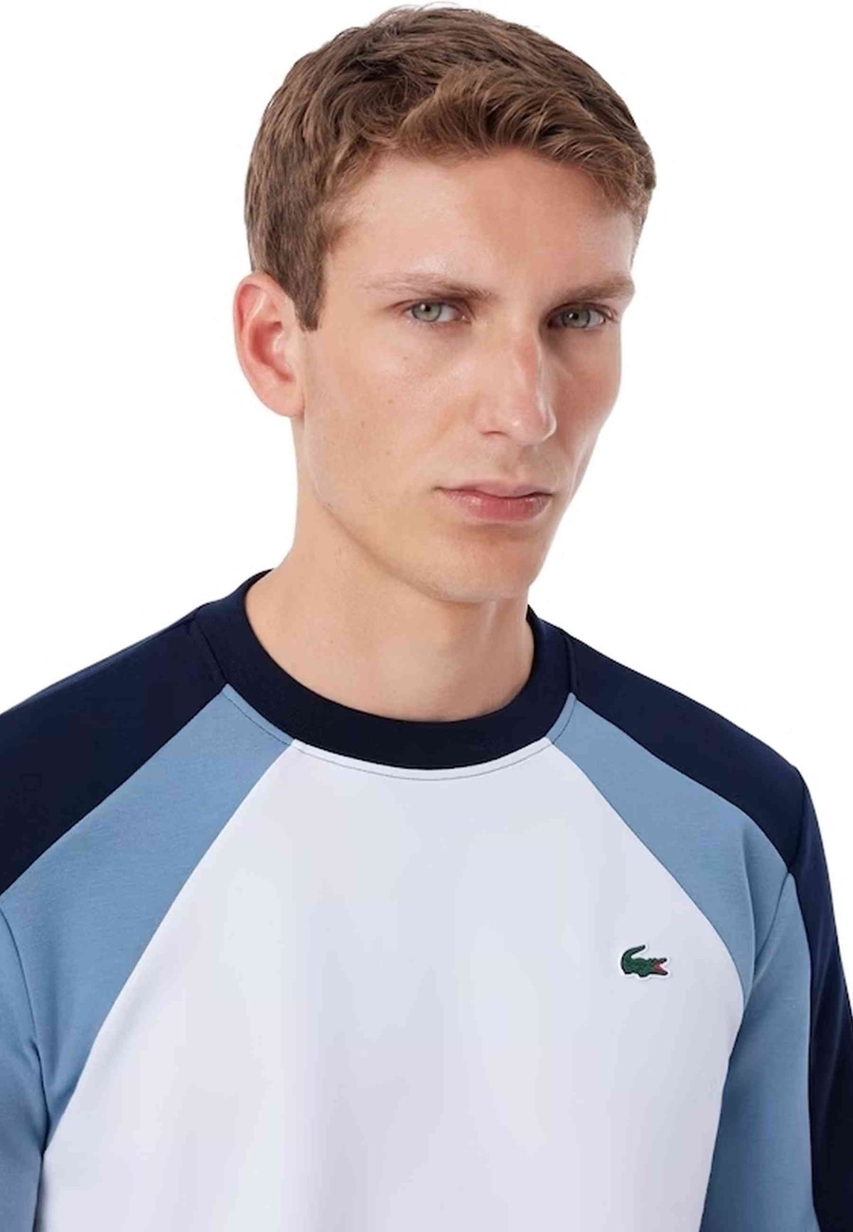 SUDADERA LACOSTE BLANCA CONTRAST COLOURBLOCK CREWNECK