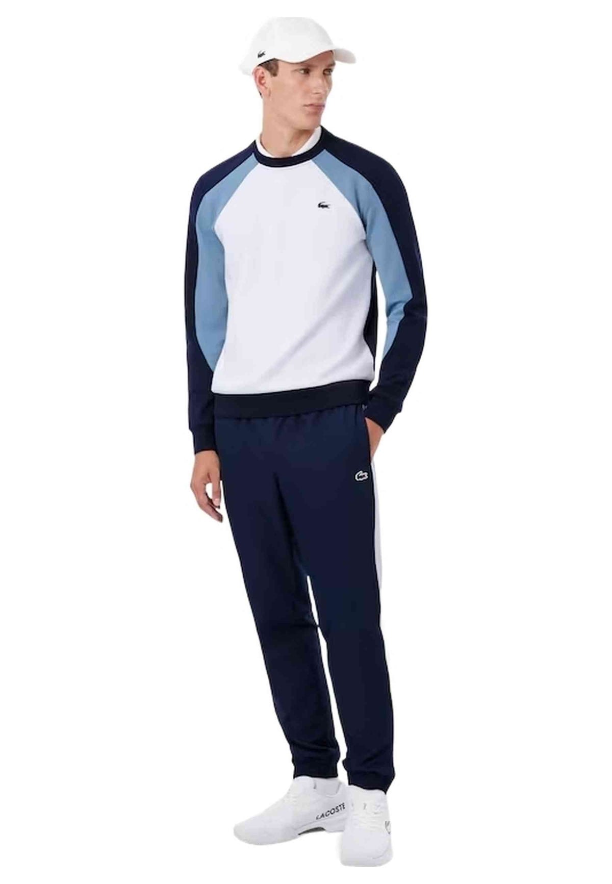 SUDADERA LACOSTE BLANCA CONTRAST COLOURBLOCK CREWNECK