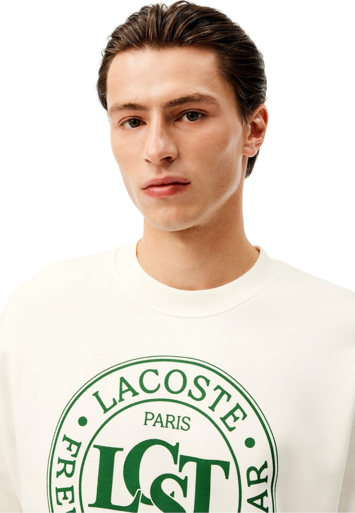 SUDADERA LACOSTE BLANCA TENIS LOGO LOOSE FIT CREWNECK - AREA ZERO