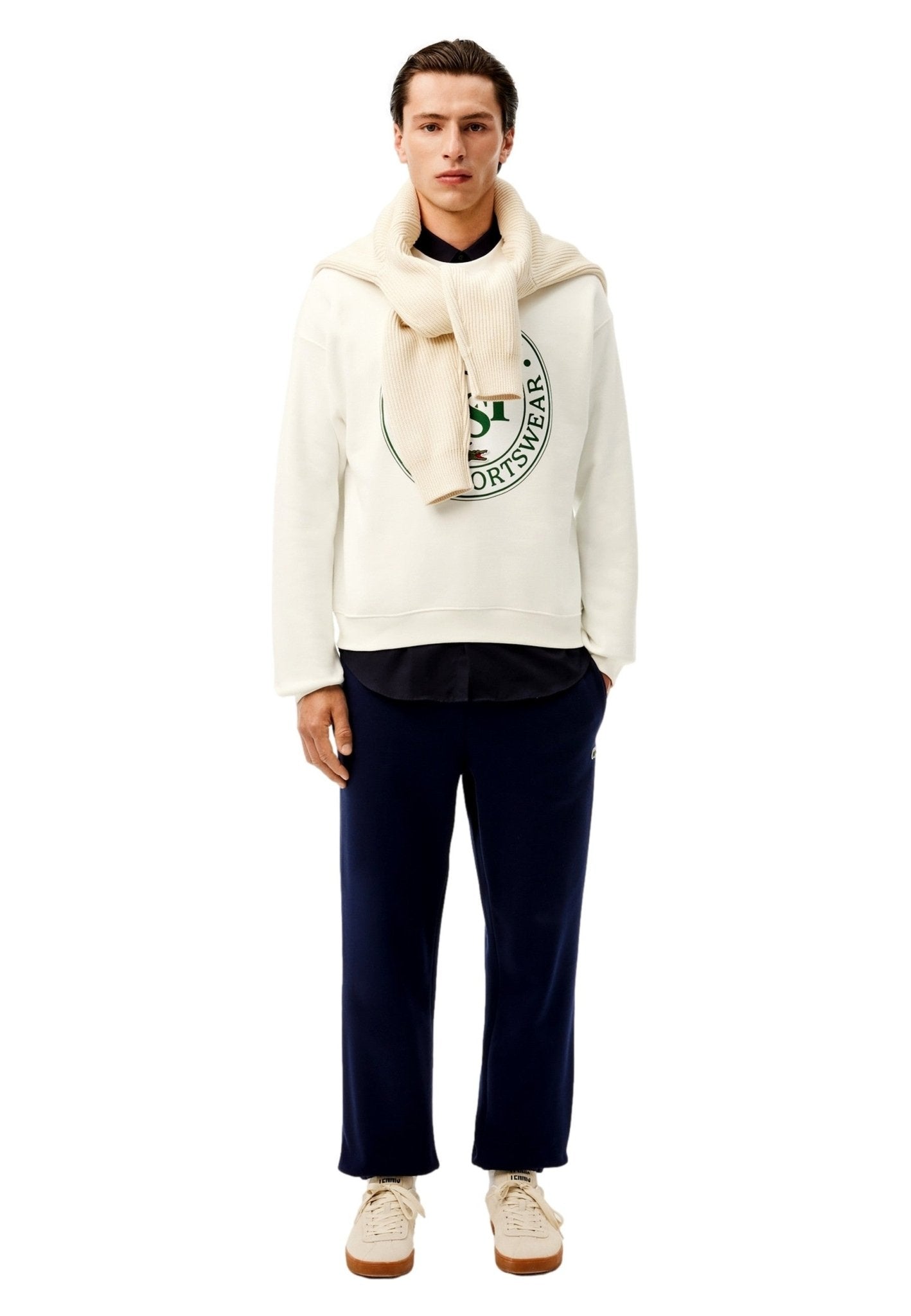 SUDADERA LACOSTE BLANCA TENIS LOGO LOOSE FIT CREWNECK - AREA ZERO