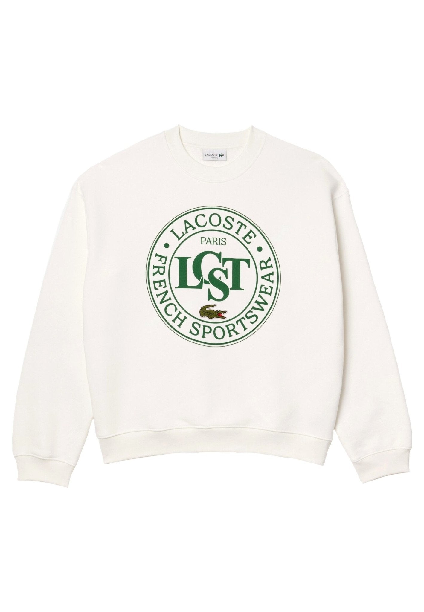 SUDADERA LACOSTE BLANCA TENIS LOGO LOOSE FIT CREWNECK - AREA ZERO
