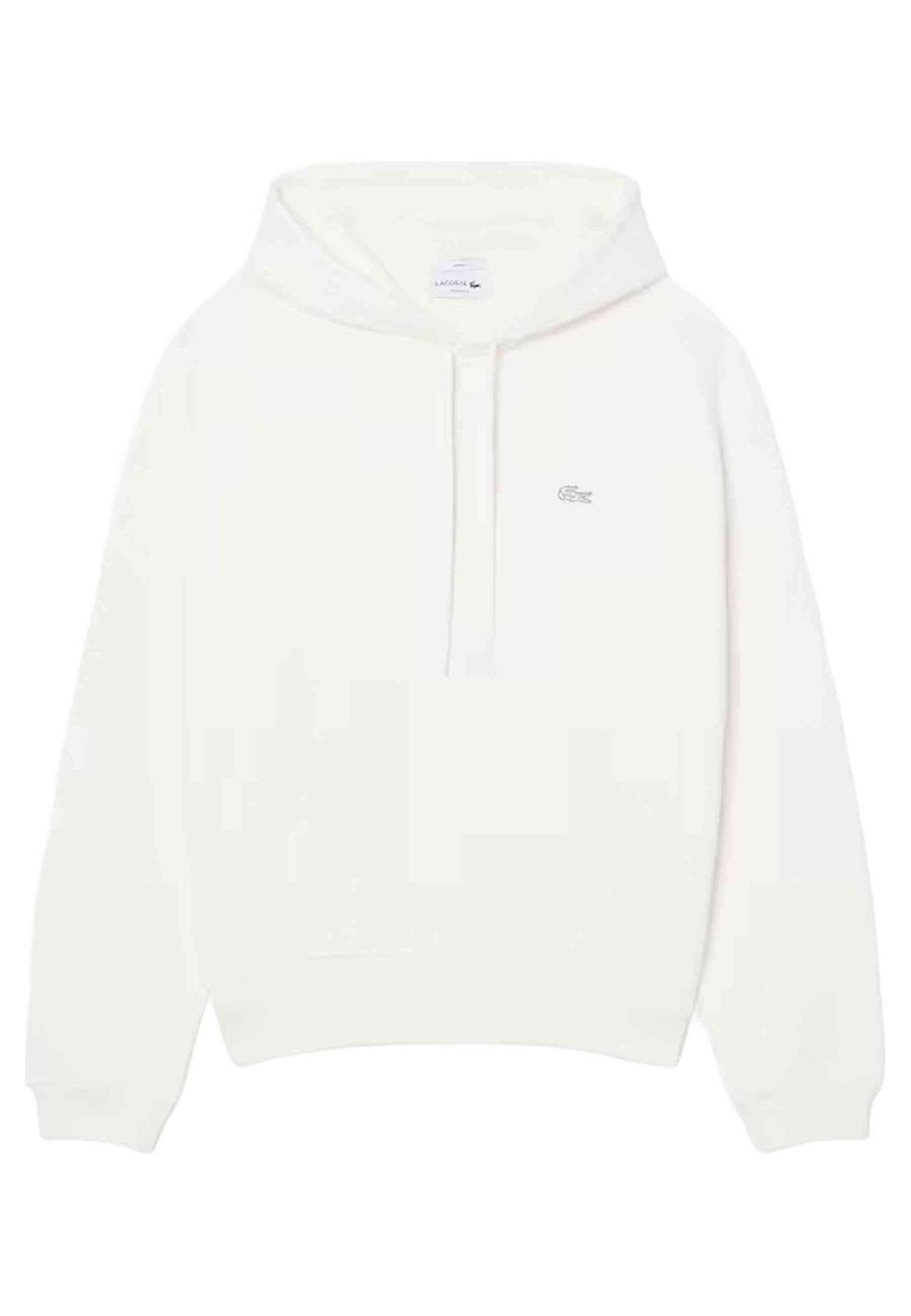 SUDADERA LACOSTE BLANCA TONED LOGO FLEECE HOODIE