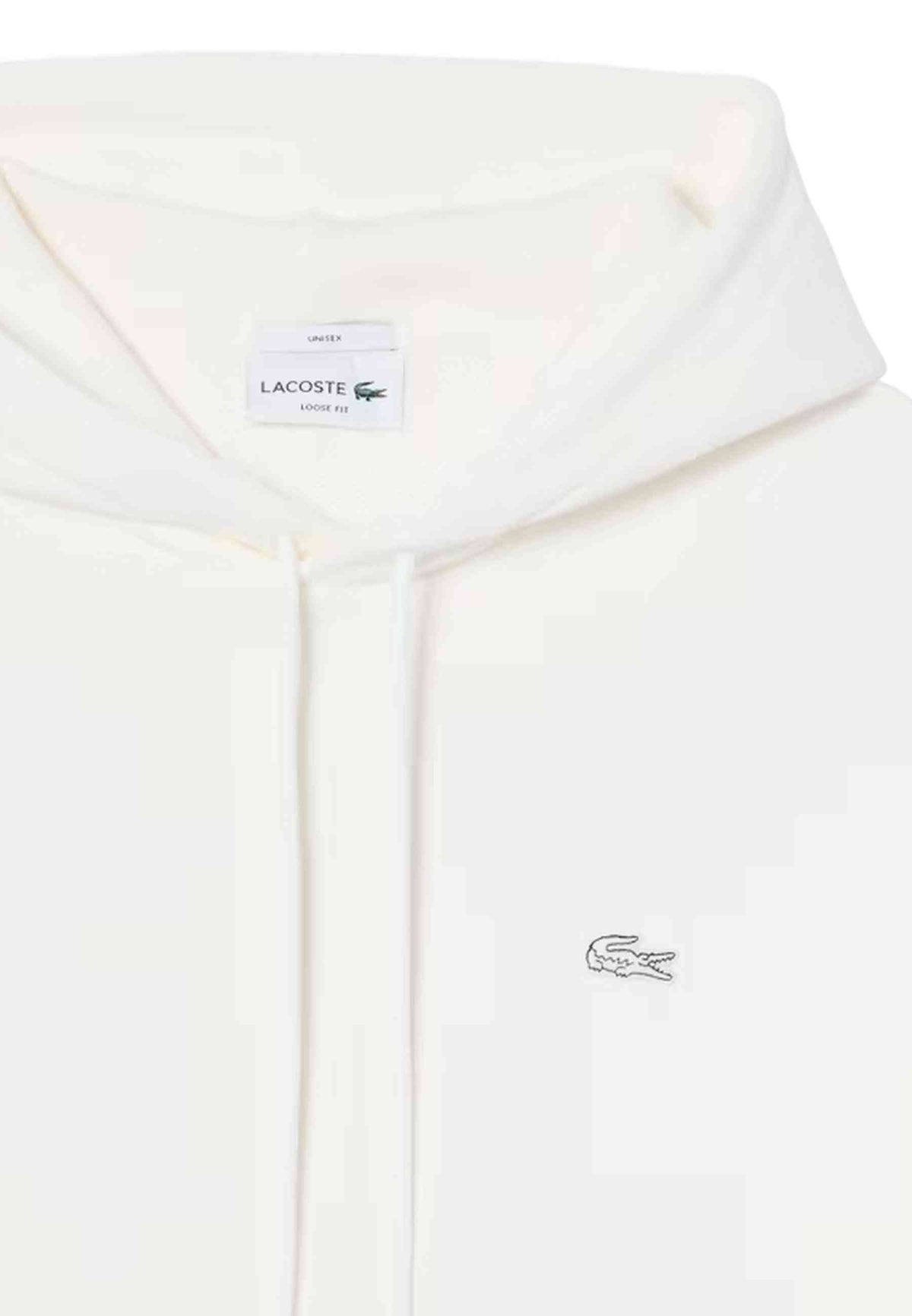 SUDADERA LACOSTE BLANCA TONED LOGO FLEECE HOODIE