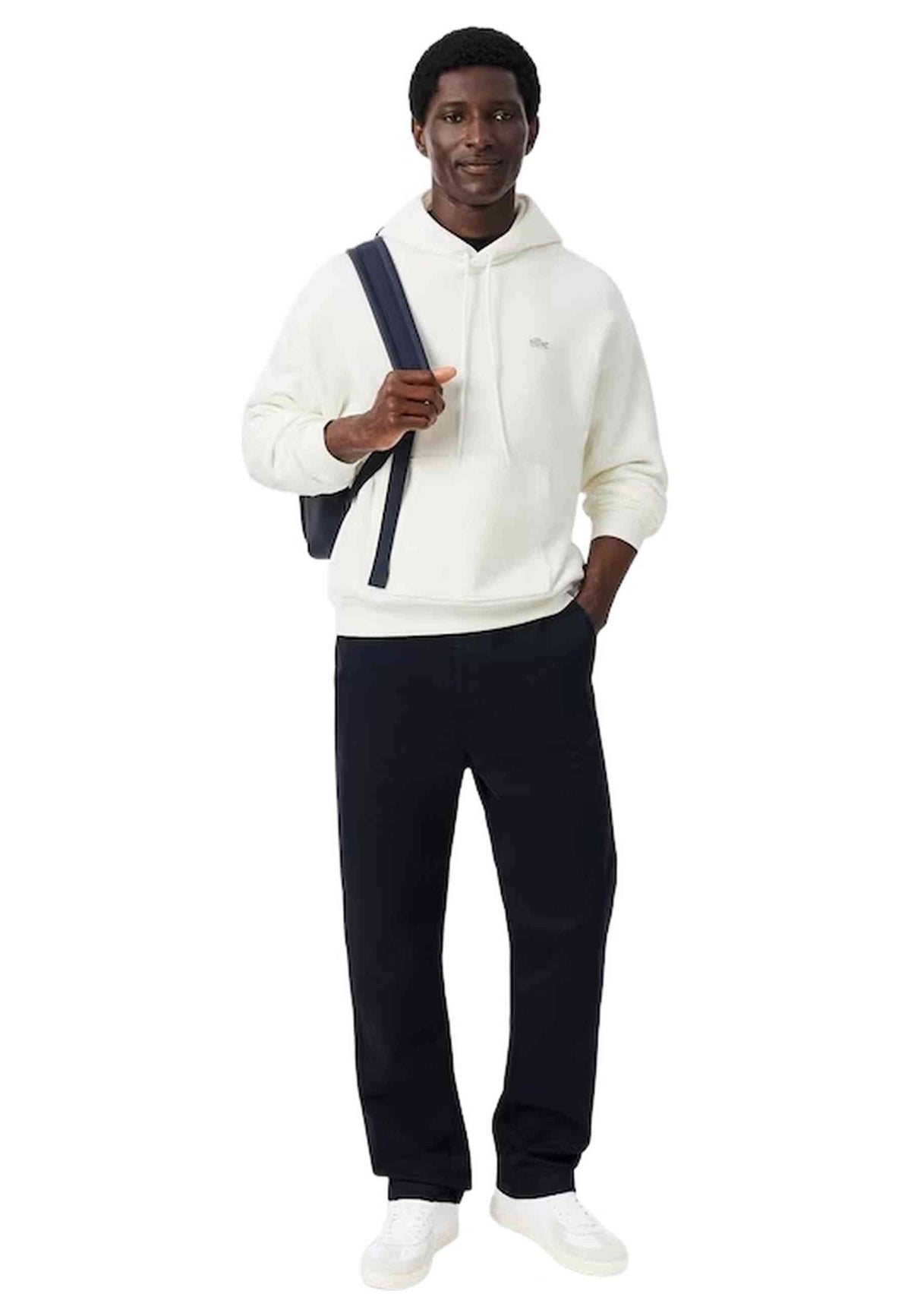 SUDADERA LACOSTE BLANCA TONED LOGO FLEECE HOODIE