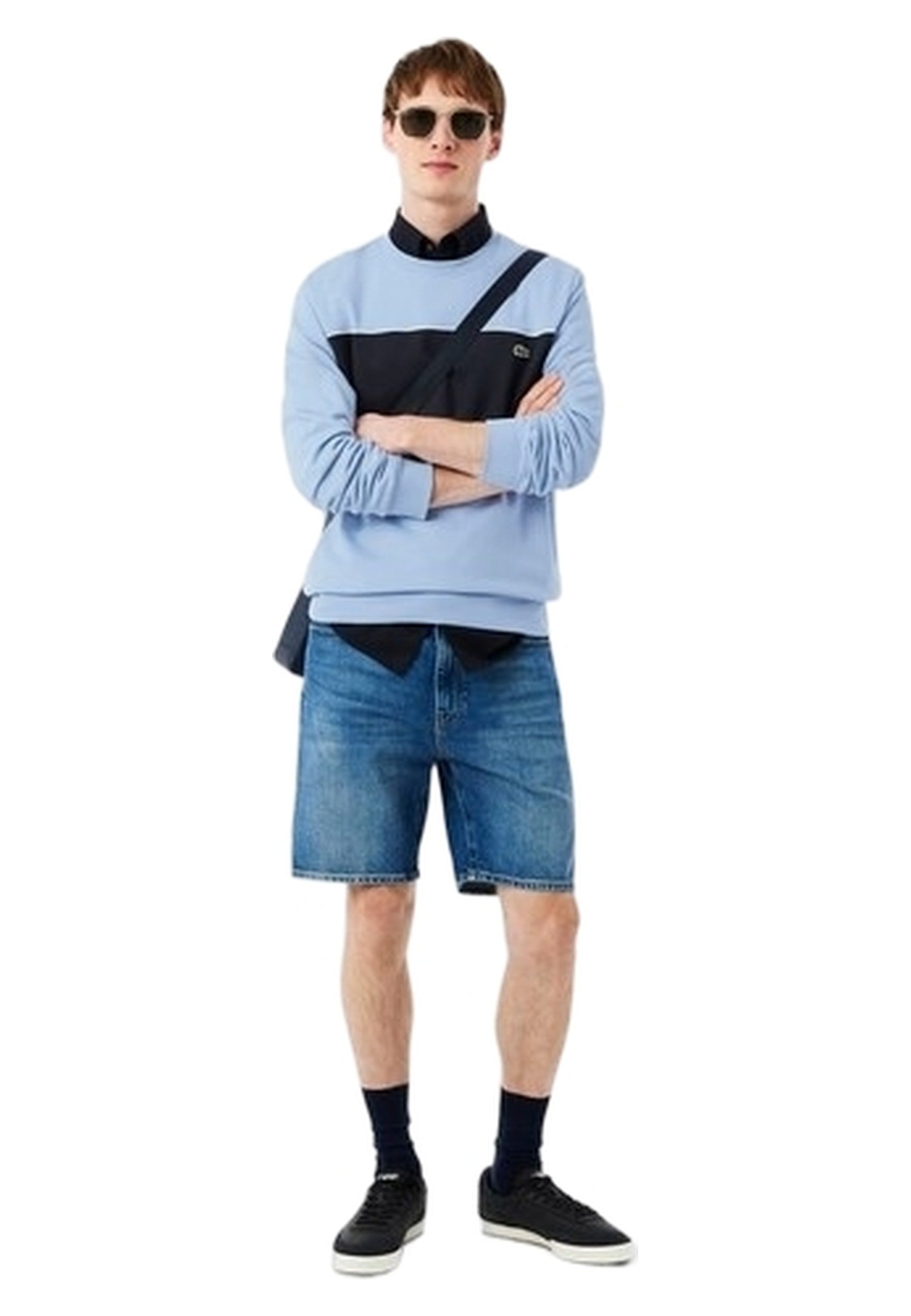 SUDADERA LACOSTE CELESTE COLOUR BLOCK CREWNECK SWEATSHIRT