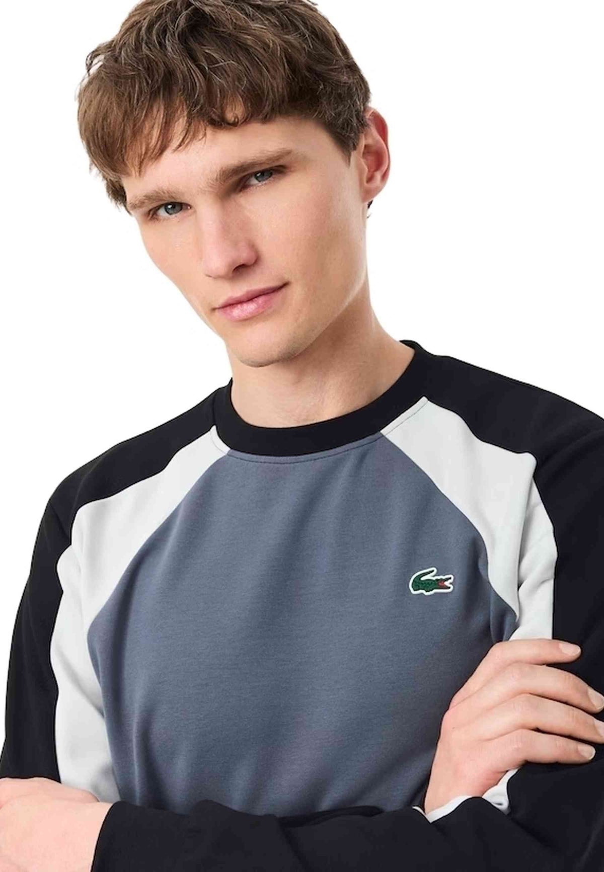 SUDADERA LACOSTE GRIS COLOURBLOCK SPORT CREWNECK SWEATSHIRT