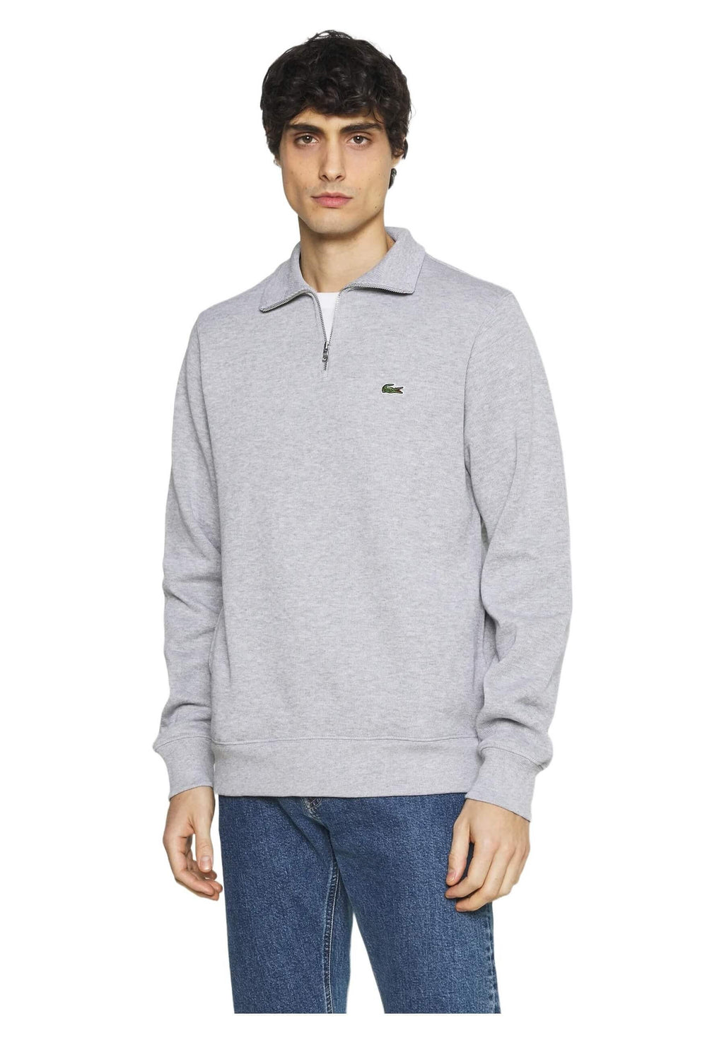 SUDADERA LACOSTE GRIS ZIP UP HIGH NECK SWEATSHIRT