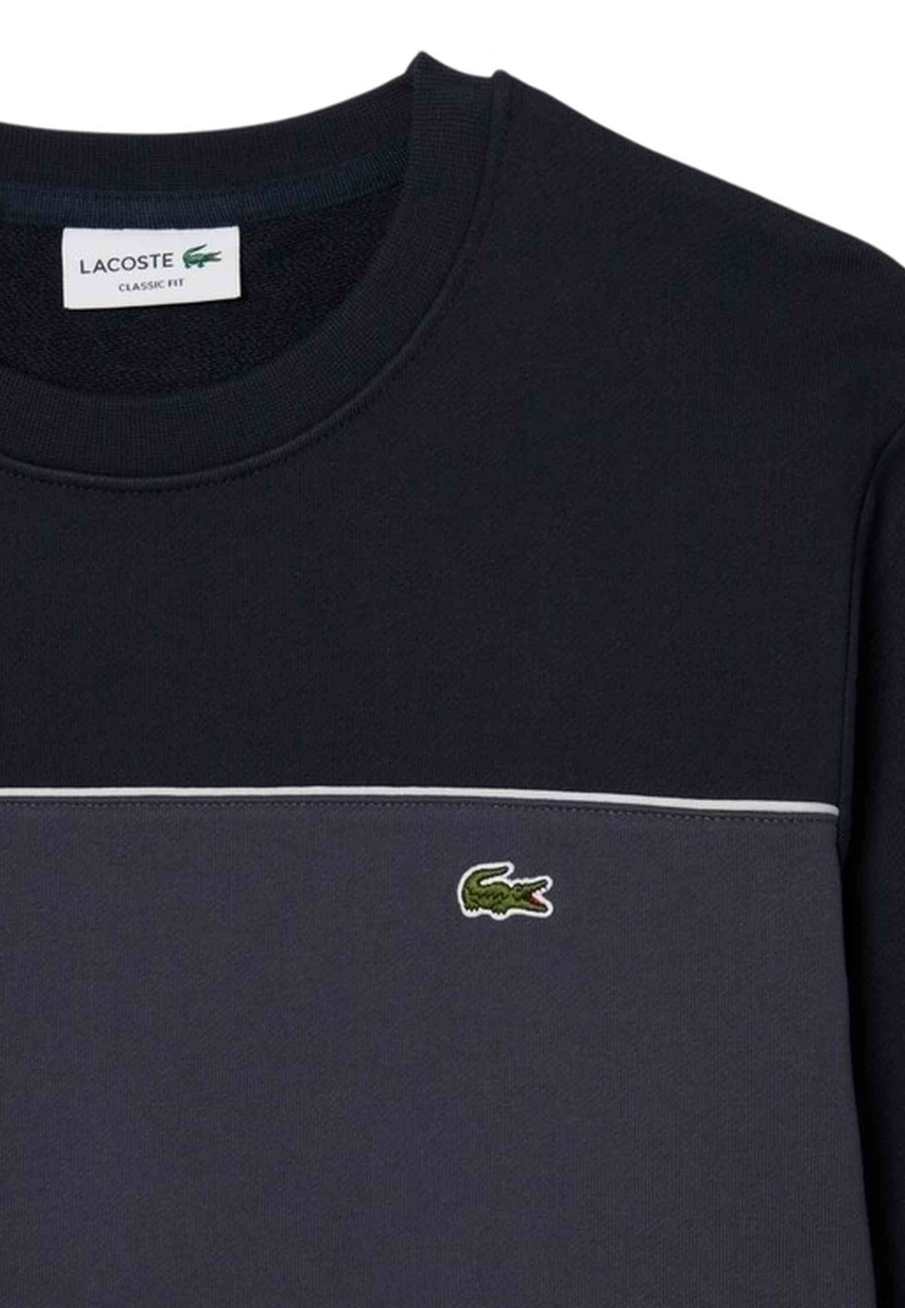 SUDADERA LACOSTE NEGRA COLOURBLOCK CREWNECK