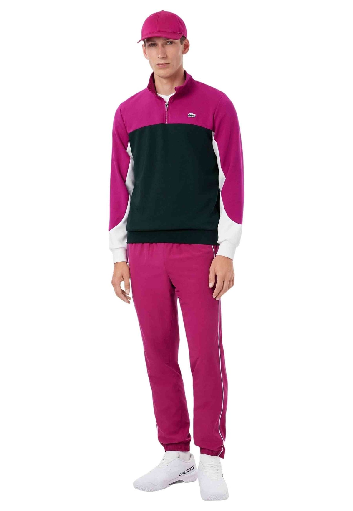 SUDADERA LACOSTE NEGRA HALF ZIP COLOURBLOCK SWEATSHIRT